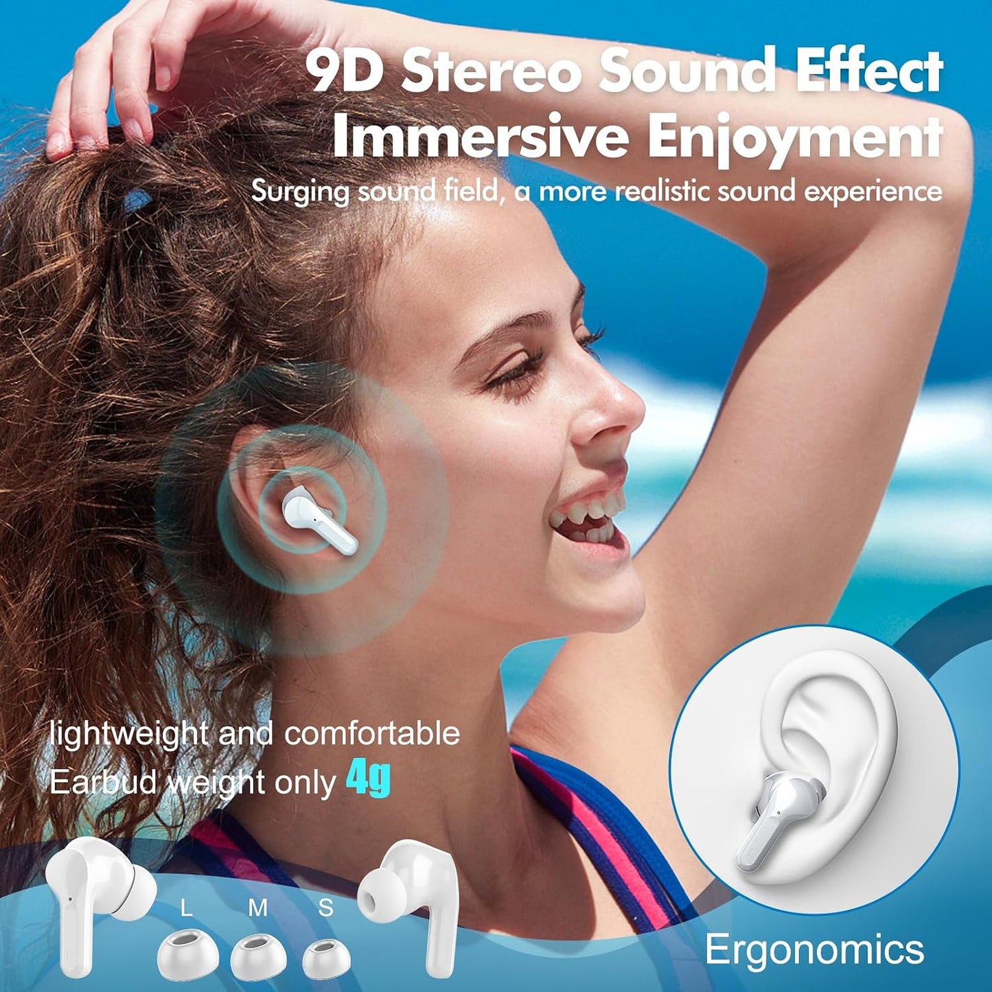 Fhumsh Auriculares inalámbricos Bluetooth 5.4, auriculares con canc...