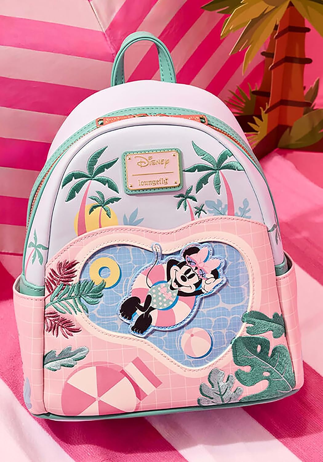 Loungefly Disney Minnie Vacation Style Mini Mochila Junto A La Pisc...
