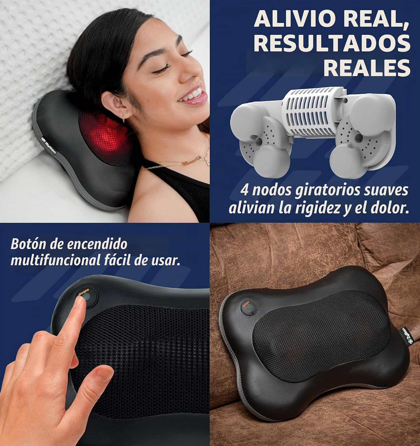Zyllion ZMA-13RB Masajeador de espalda y cuello con calor para aliv...