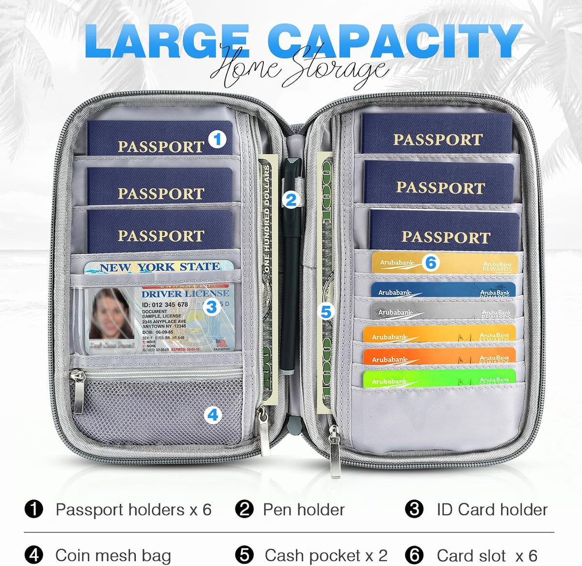 Soporte para pasaporte familiar, cartera para pasaporte con bloqueo...