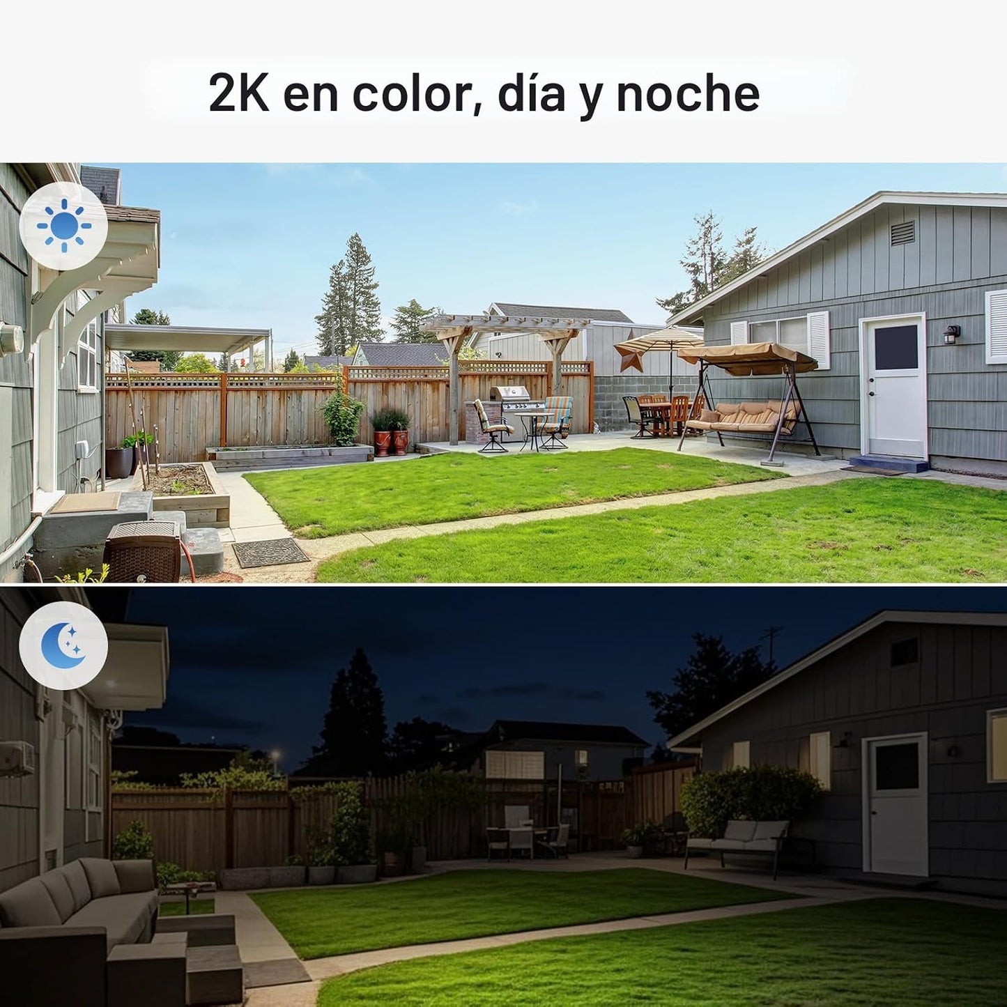 TKENPRO Paquete de 2 cámaras de seguridad solares de doble lente in...