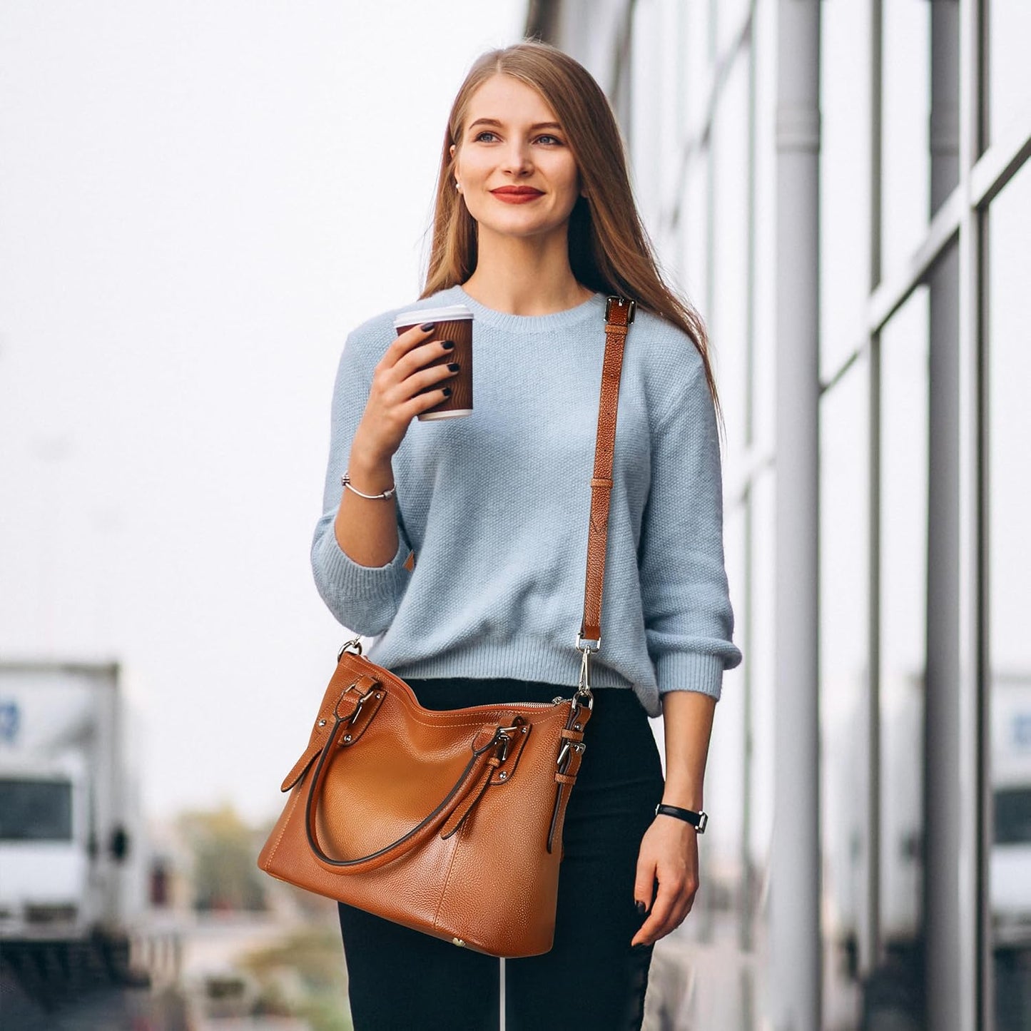 HESHE - Carteras y bolsos de cuero genuino para mujer, bolso de man...