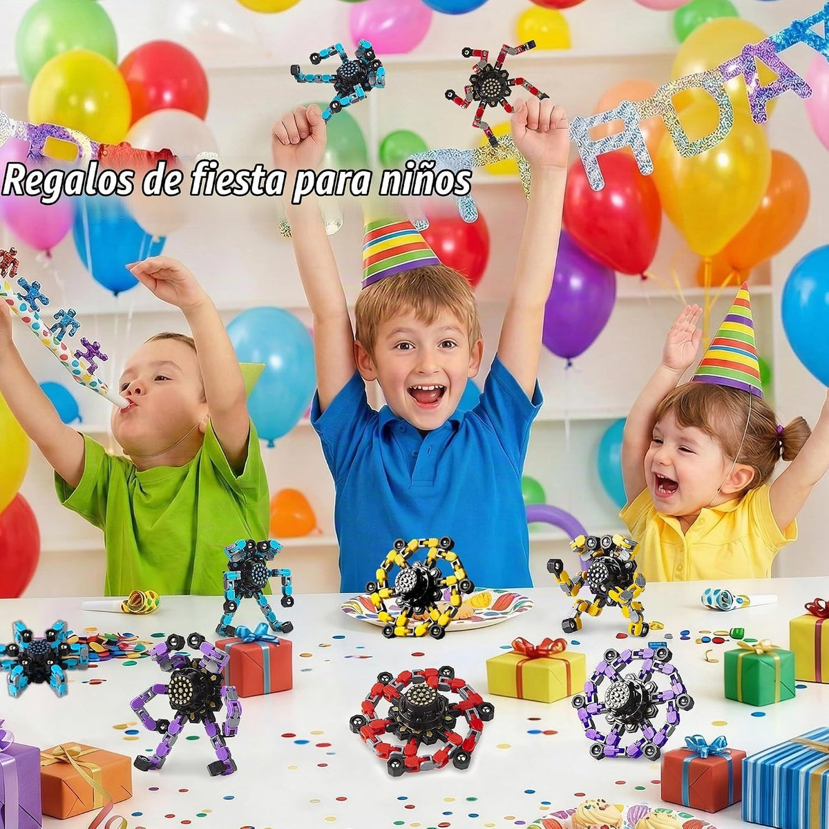 Gokeey Juguetes giratorios transformables de 4 piezas para niños y...