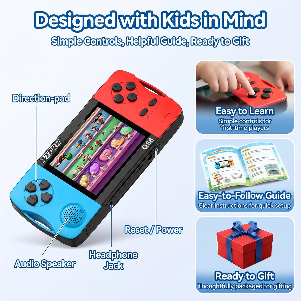 Juegos de mano para niños con pantalla grande IPS de 3.5 pulgadas i...