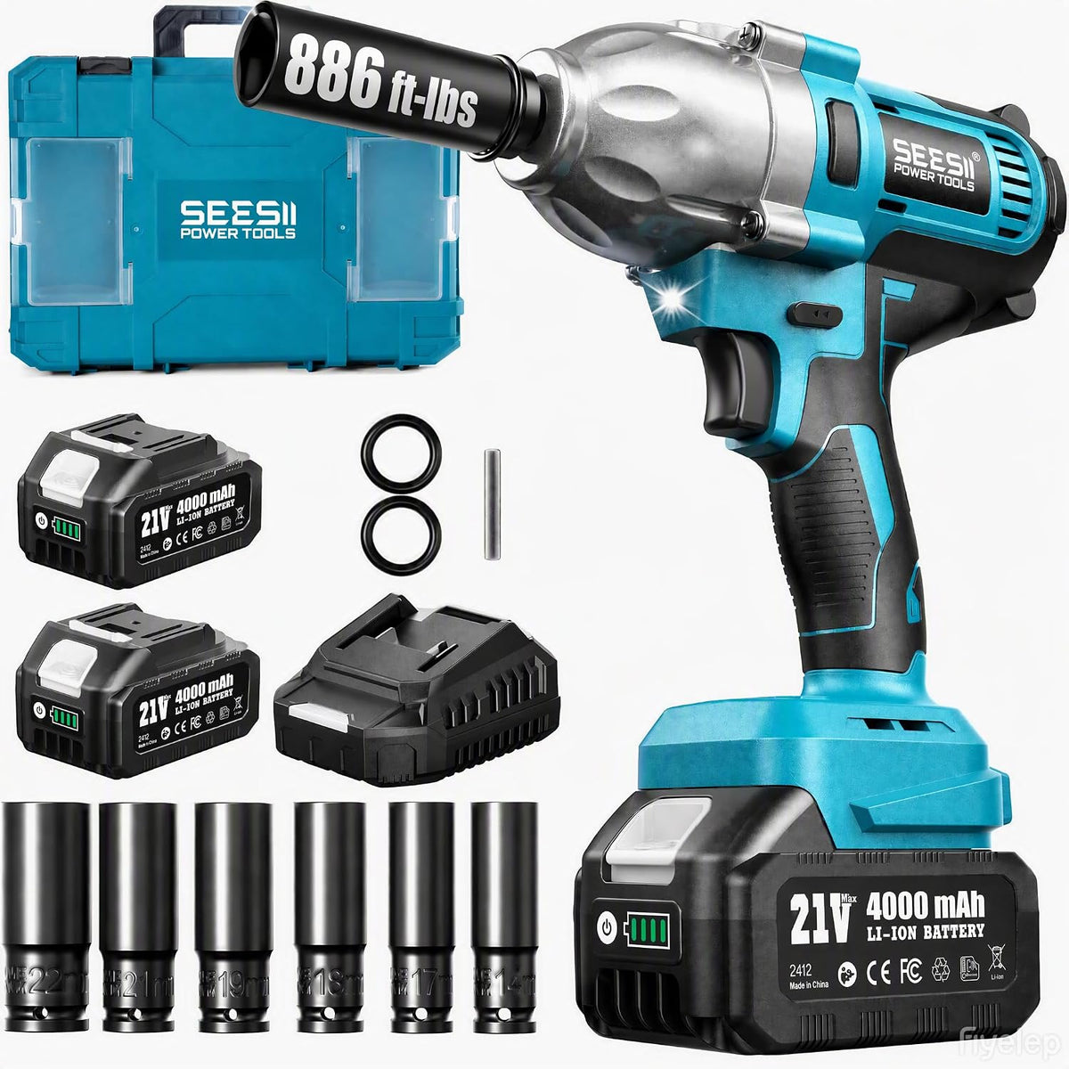 Seesii Llave de Impacto 665 FT-LBS(900N.m) 3300IPM 1\/2 Pistola de...