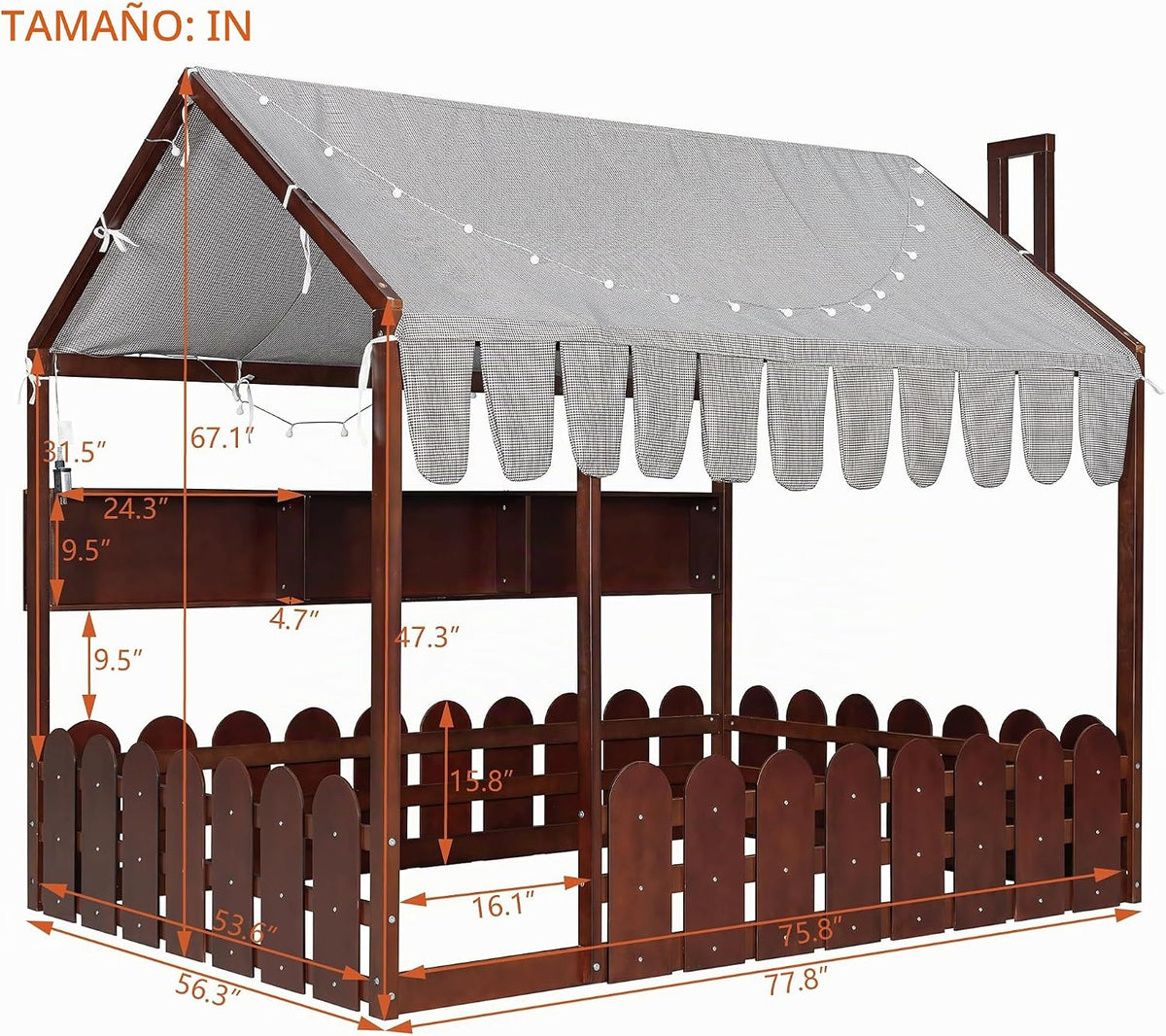 Bellemave Cama de piso de casa completa con riel para niños, camas...