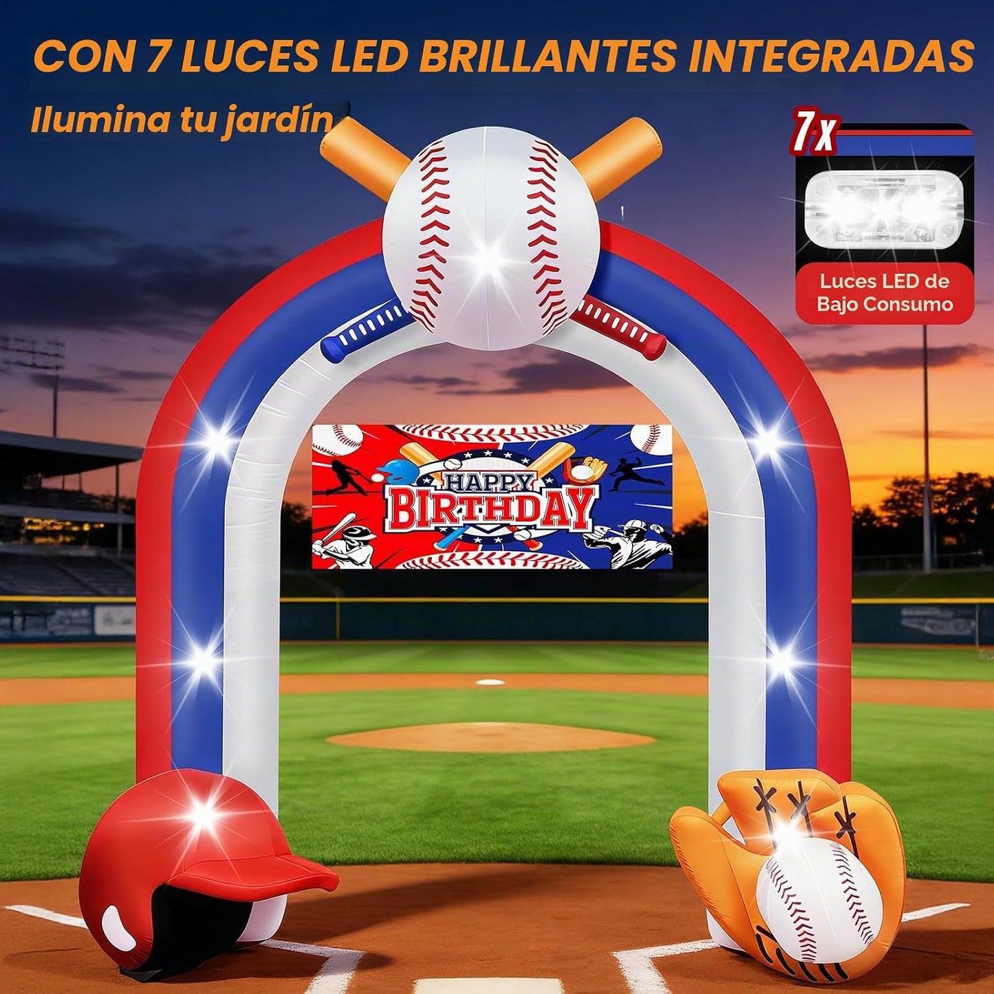 Arco inflable gigante de 9 pies para decoración de fiesta de béisbo...
