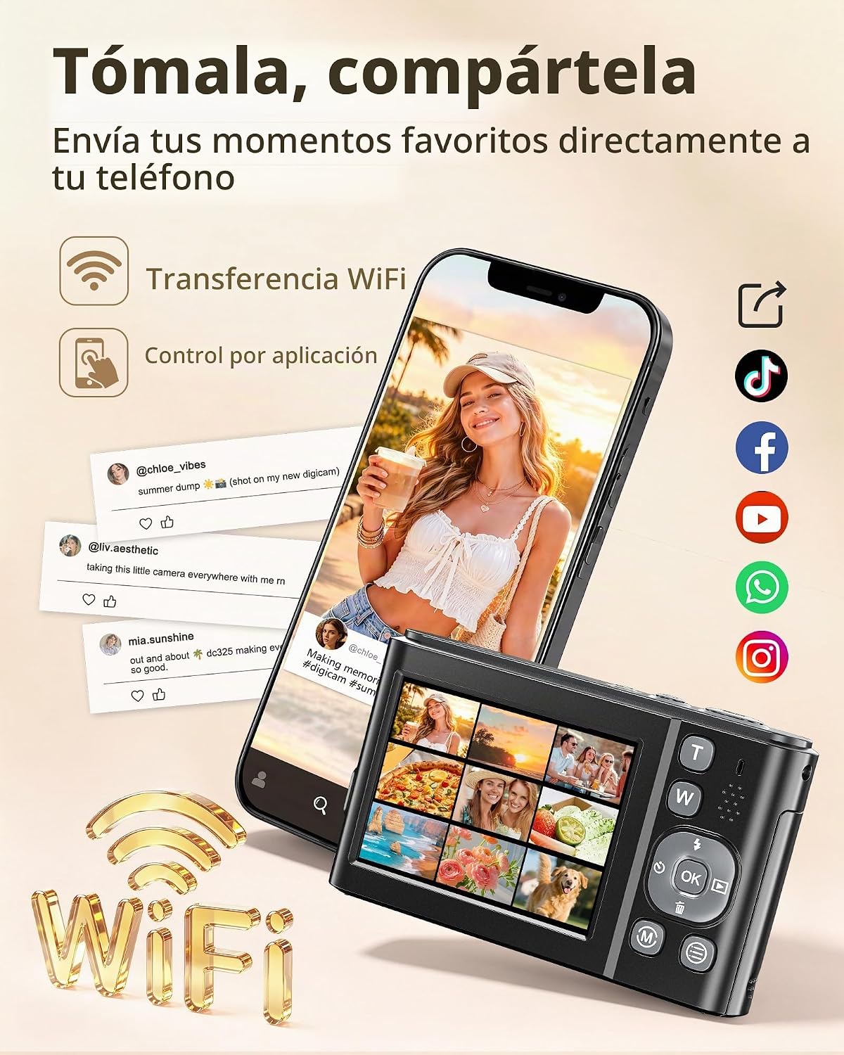Cámara digital 8K, cámaras WiFi de 96 MP para fotografía con pantal...