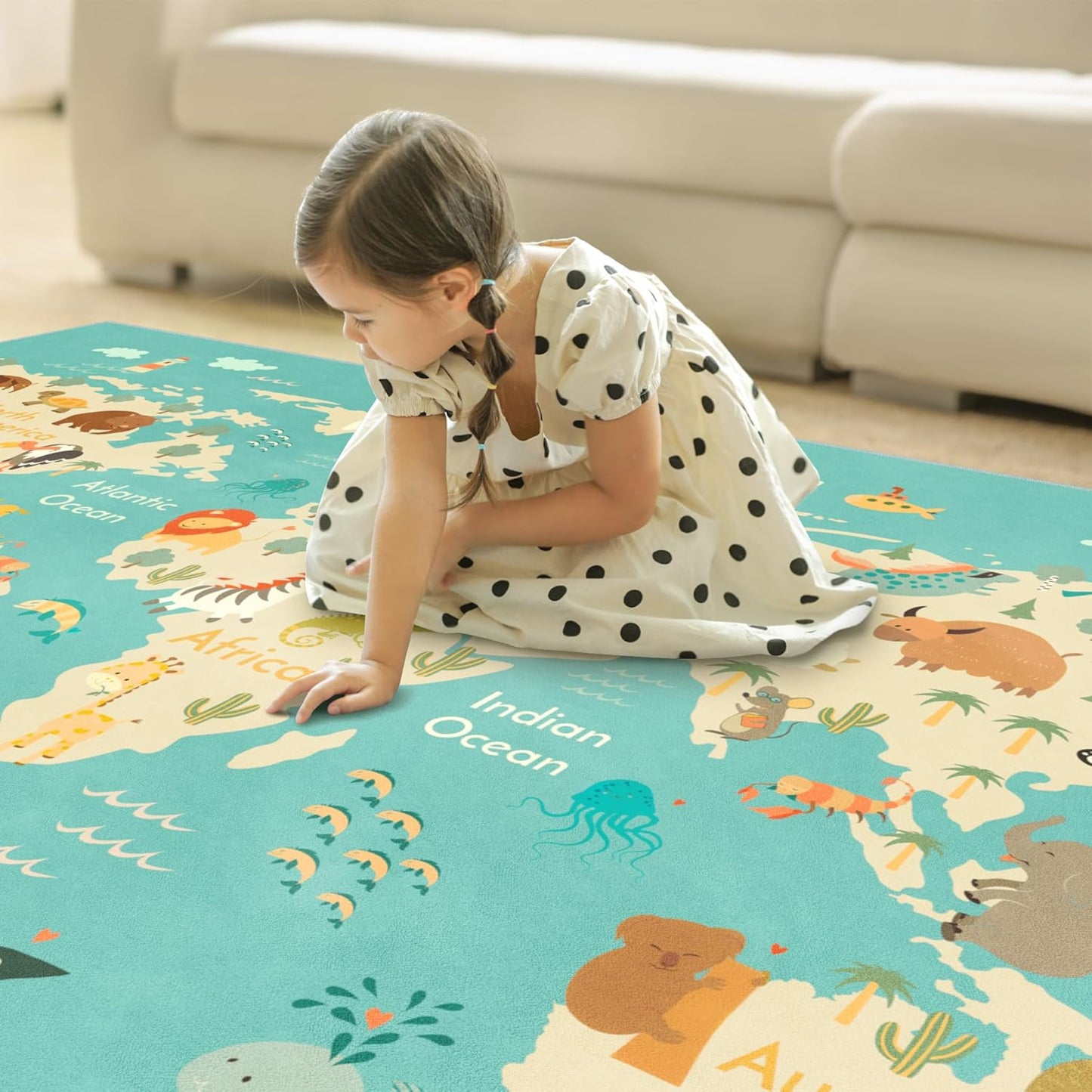 Hazo Haus Alfombra lavable para sala de juegos para niños, alfombra...