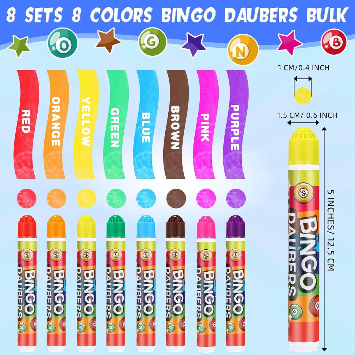 Crtiin Juego de 64 marcadores de puntos Bingo Daubers de 0.4 onzas,...