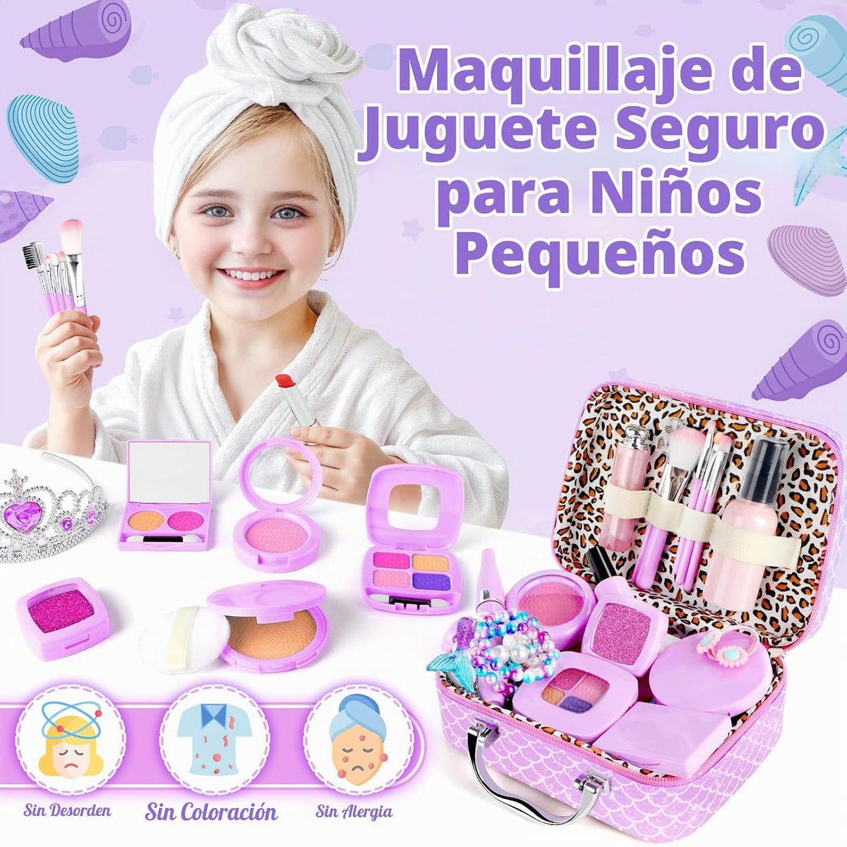 INNOCHEER Maquillaje de simulación para niños pequeños, juguetes de...