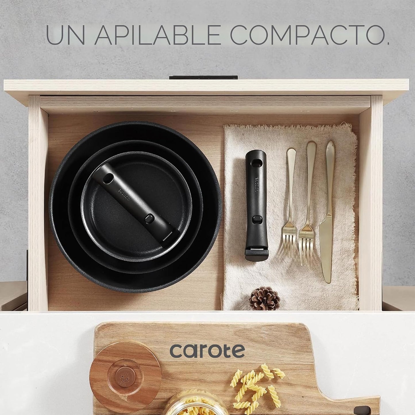 CAROTE Juego de 17 piezas de ollas y sartenes antiadherentes, juego...