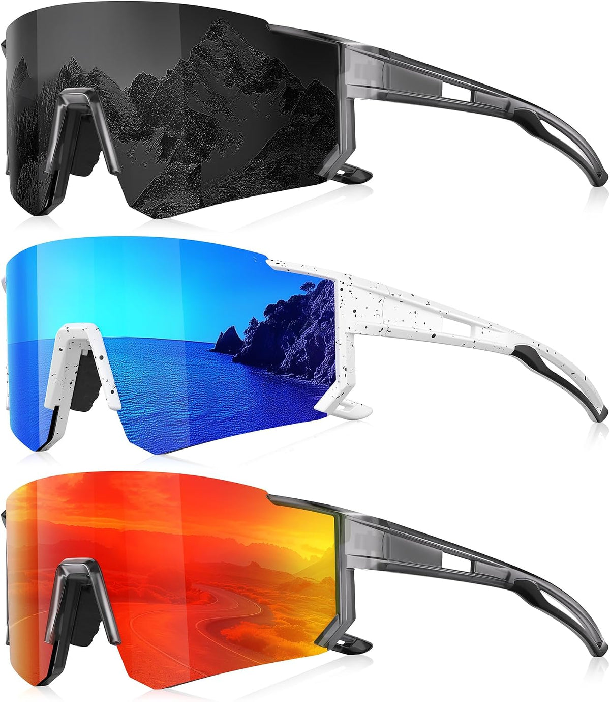 Foliful Paquete de 3 lentes de sol polarizados para hombres y mujer...
