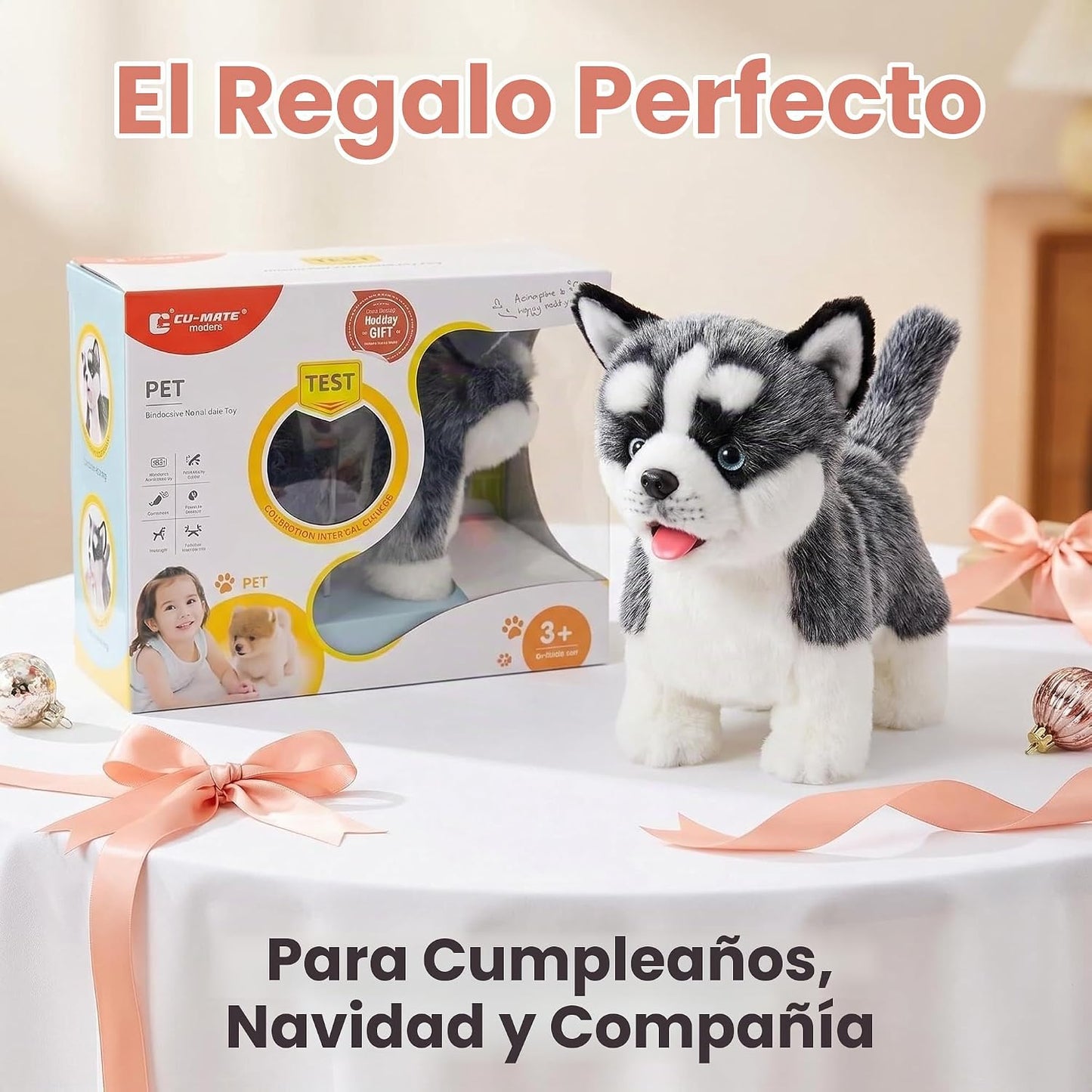 CU-MATE Juguete electrónico para perro que camina, cachorro de husk...