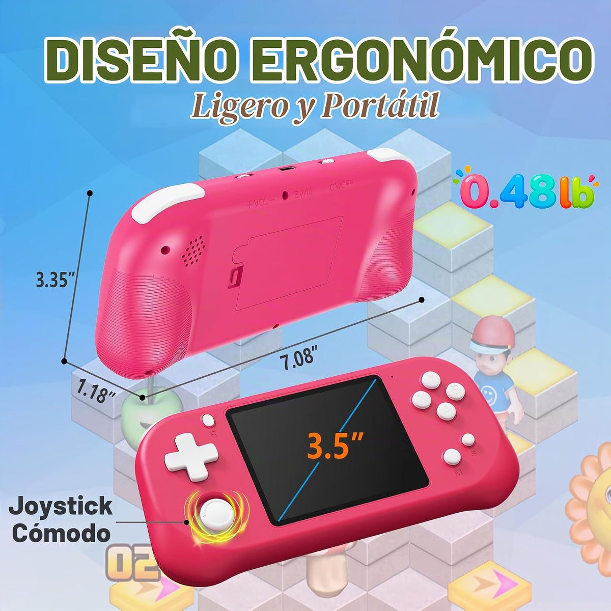 Beijue - Juego de mano para niños con pantalla IPS de 3.5''...