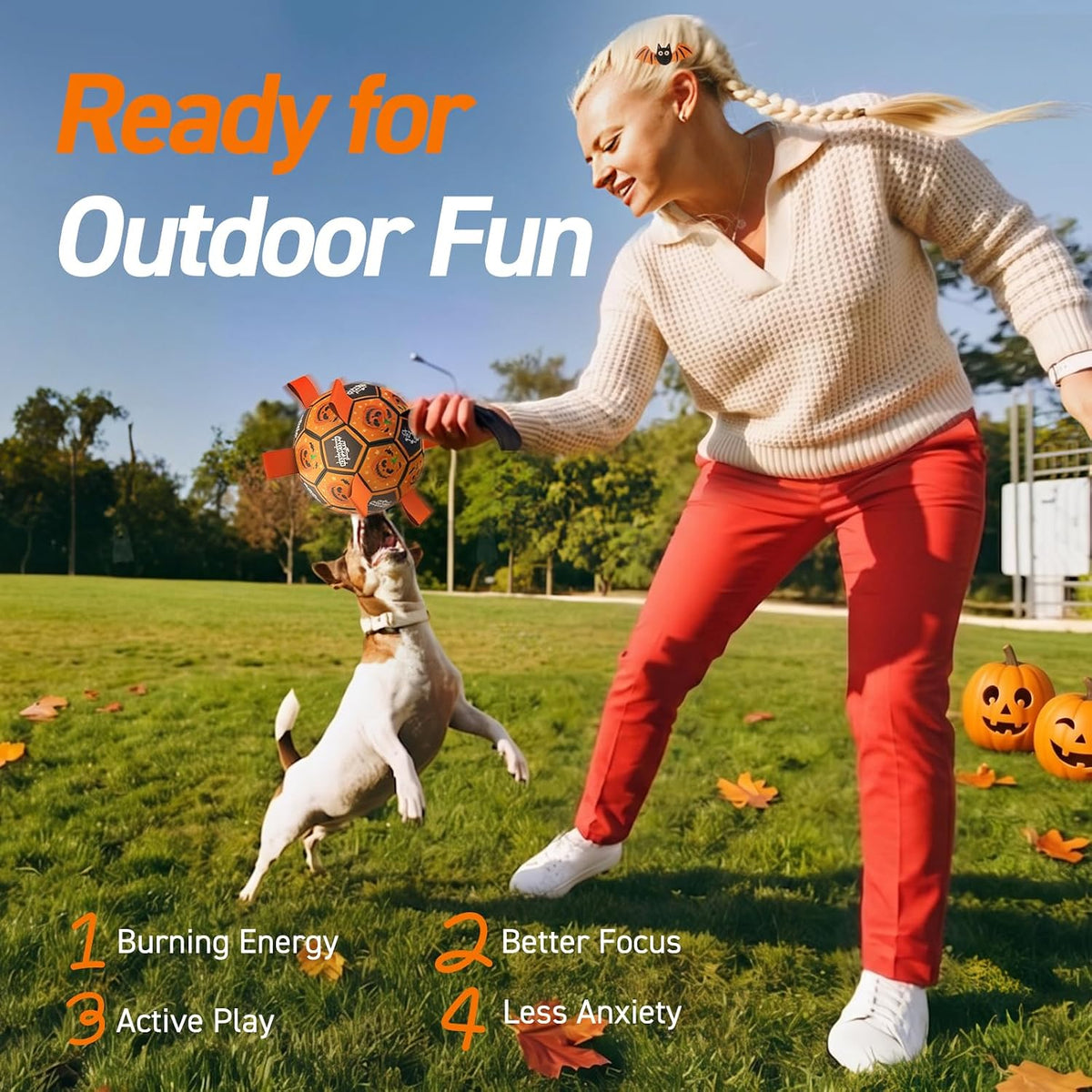QDAN Juguetes de Halloween para perros, pelotas de fútbol, juguetes...