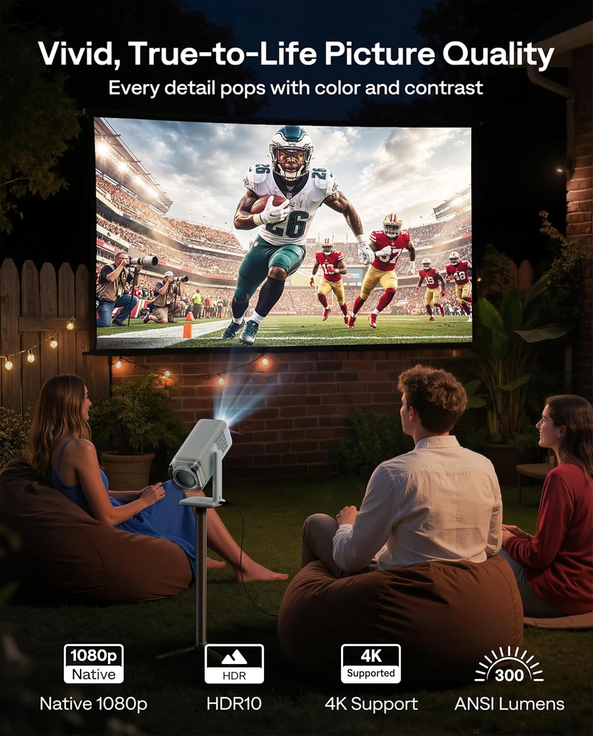 Aurzen BOOM Air - Proyector portátil Google TV con WiFi y Bluetooth...