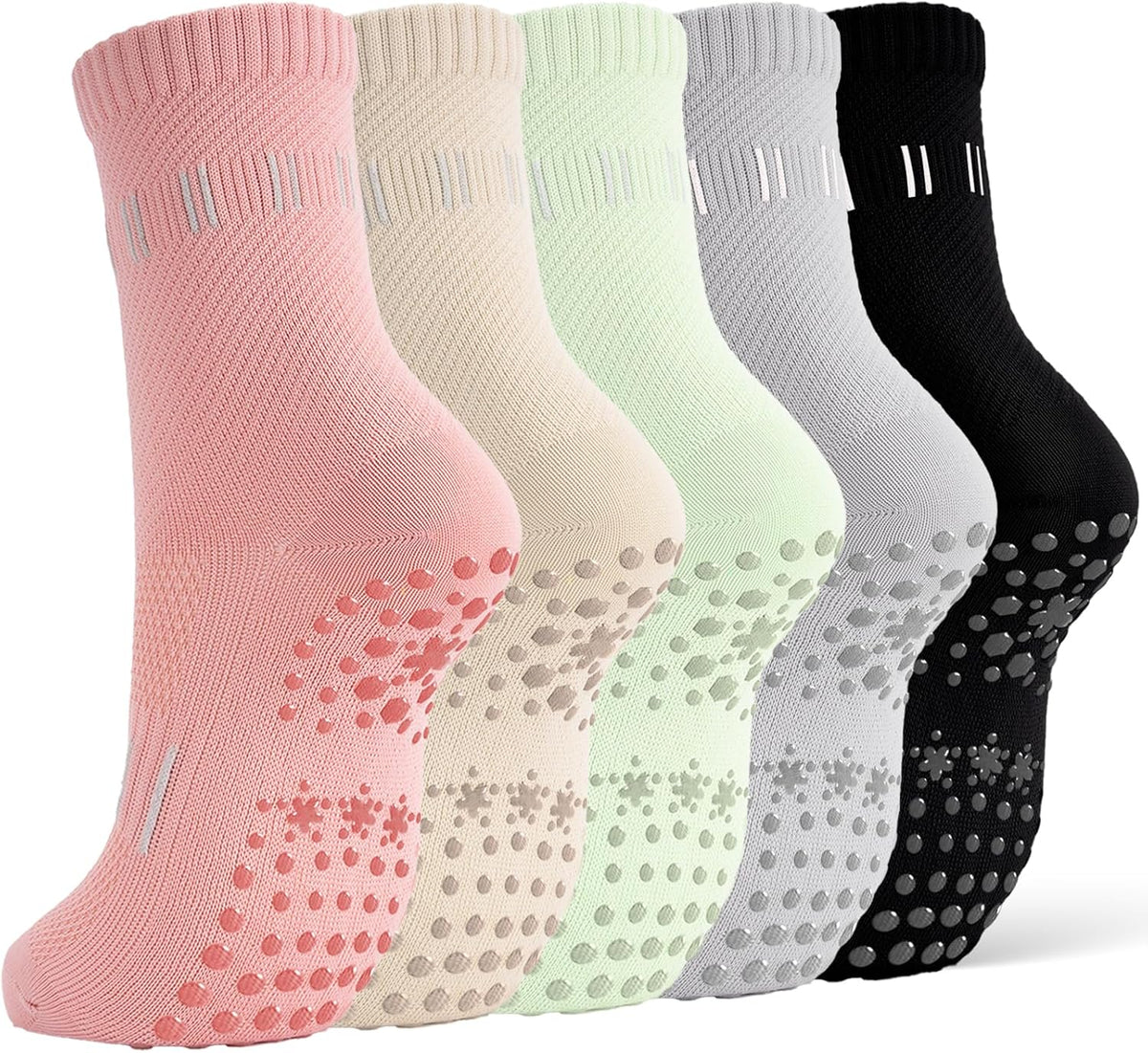 FITFEL 5 pares de calcetines de pilates, calcetines de yoga con emp...
