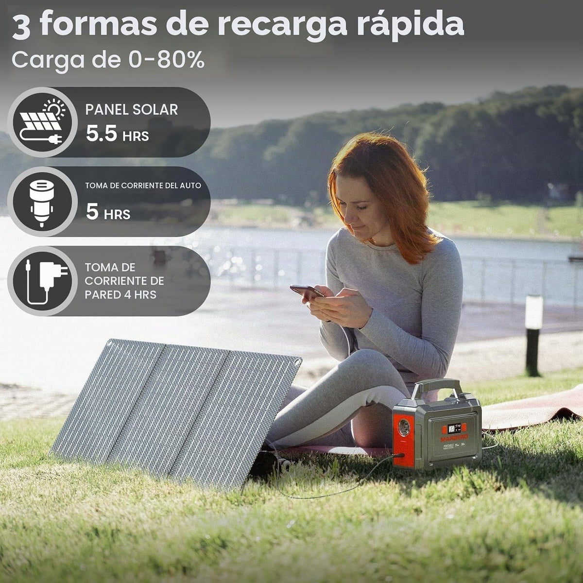 Estación de energía portátil MARBERO de 350W de pico, generador sol...