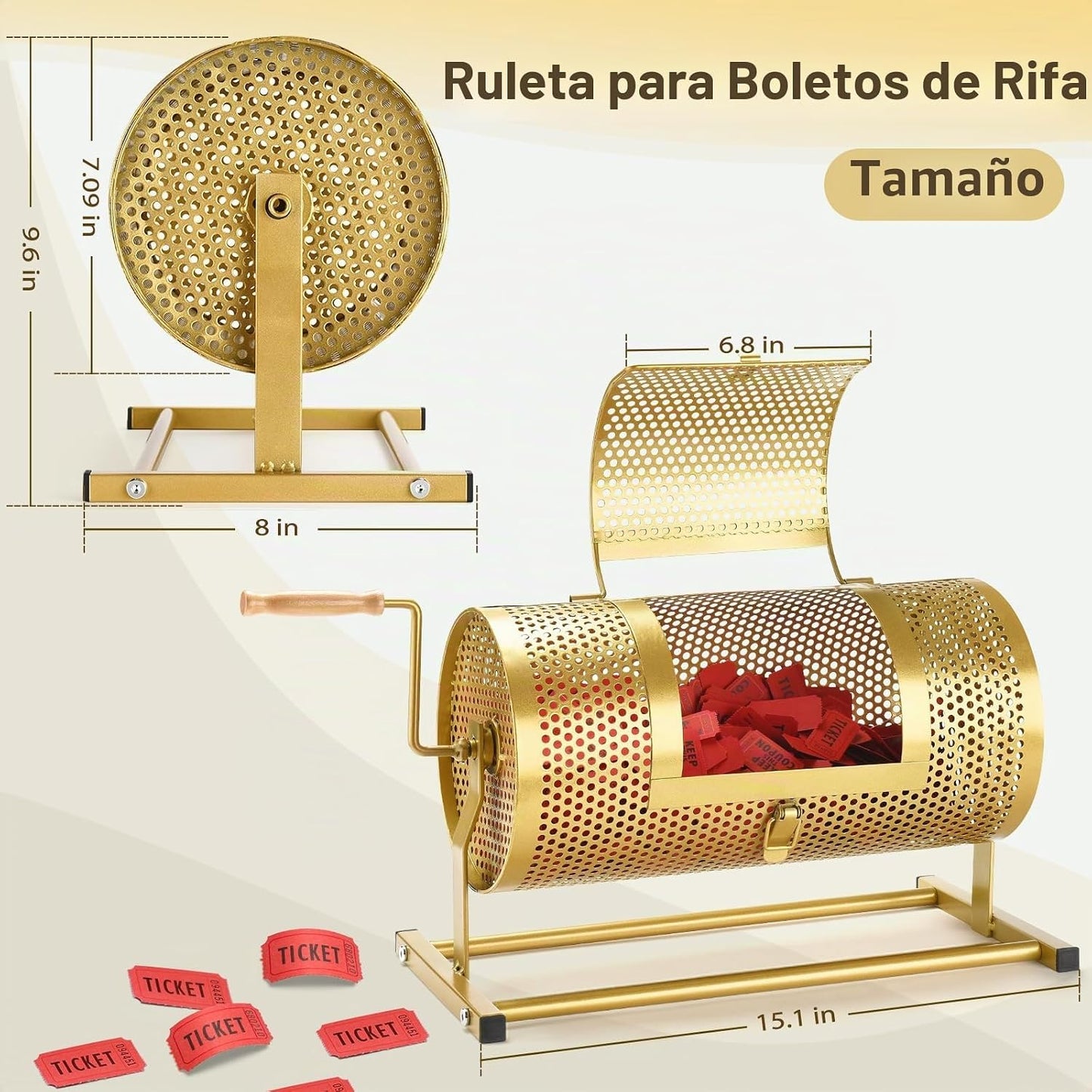 AugFir Tambor de Rifa, Jaula Giratoria de Boletos de Rifa de Servic...