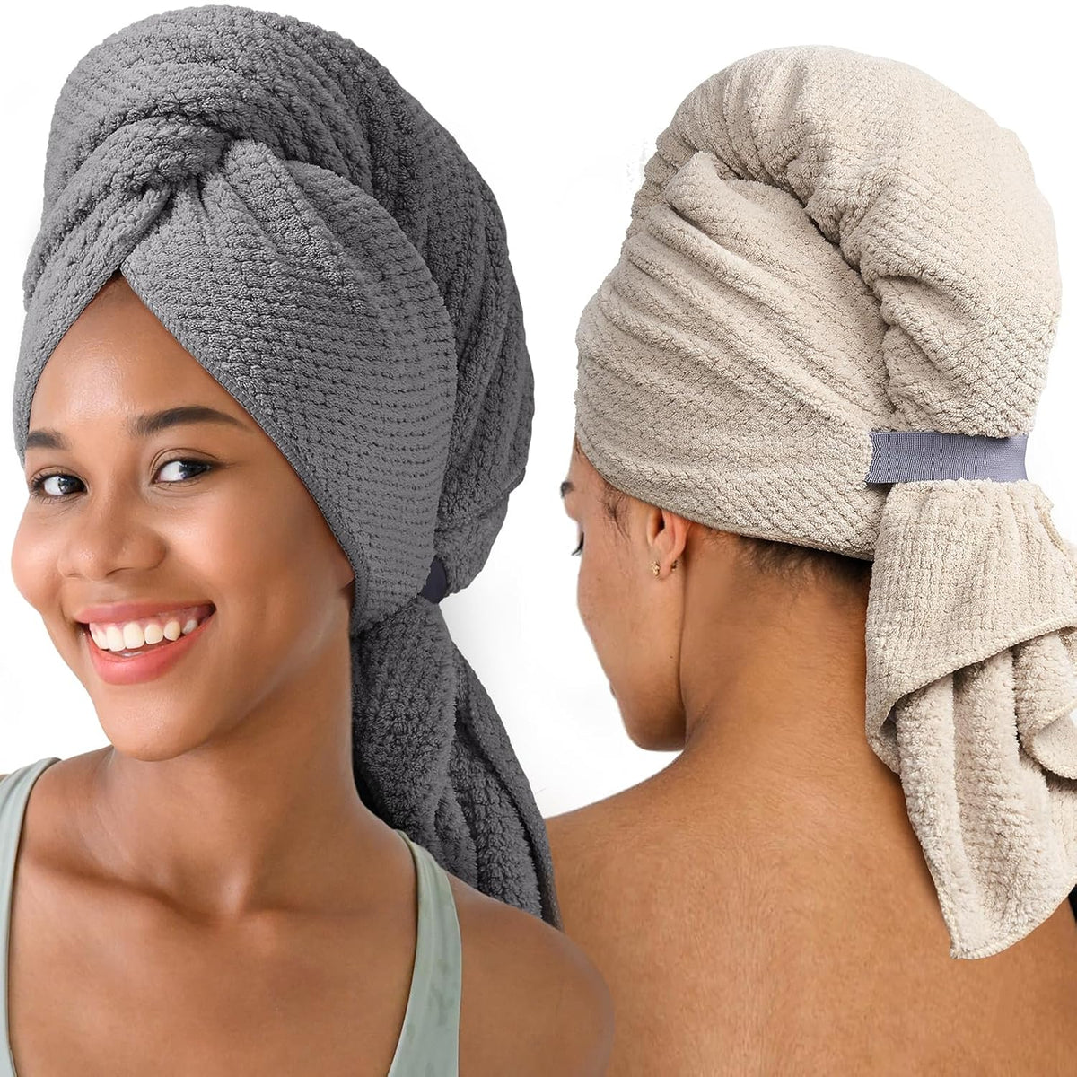 Toalla de Cabello de Microfibra Extra Grande para Mujeres con Cabel...