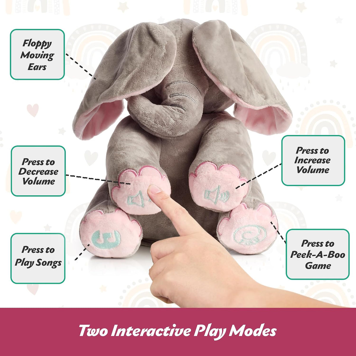 Dimple Set \u2013 Elefante Rosa Cantante Kaia, Juguete de Peluche p...