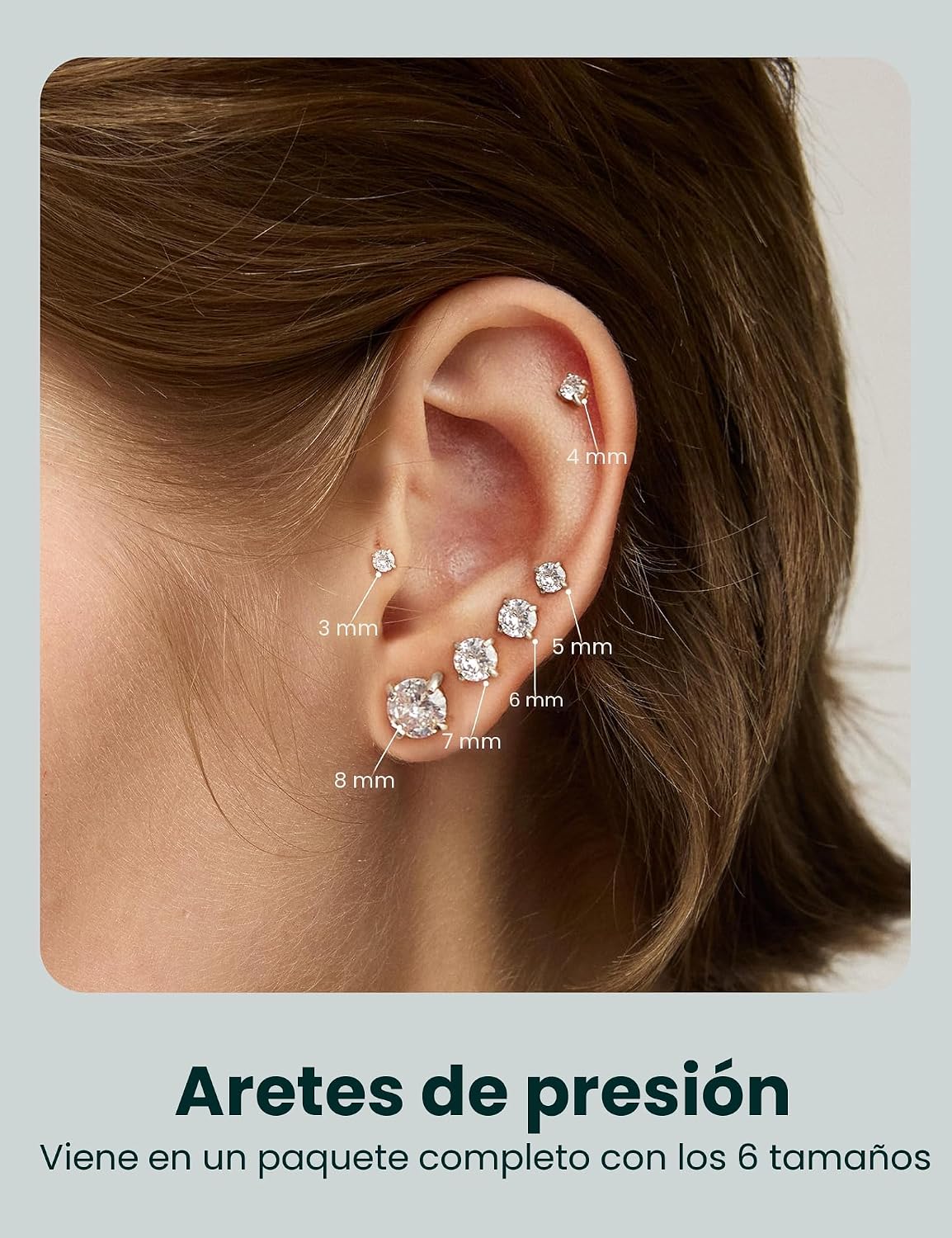 Juego de 6 pares de aretes, aretes hipoalergénicos de circonita cúb...