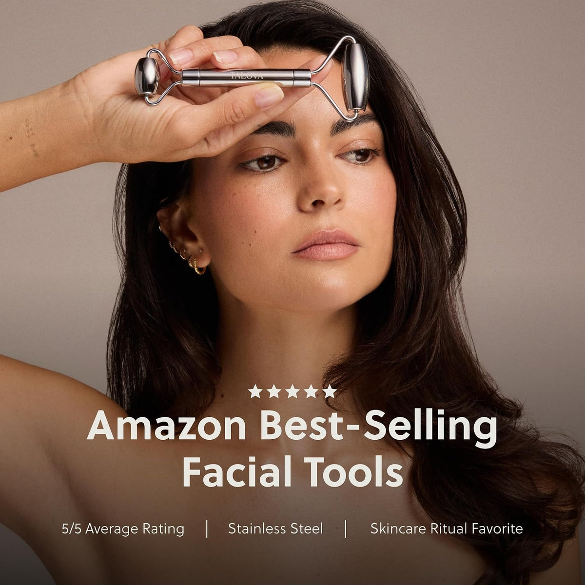 TALOVA - Rodillo facial de acero inoxidable y cara alimentada con p...