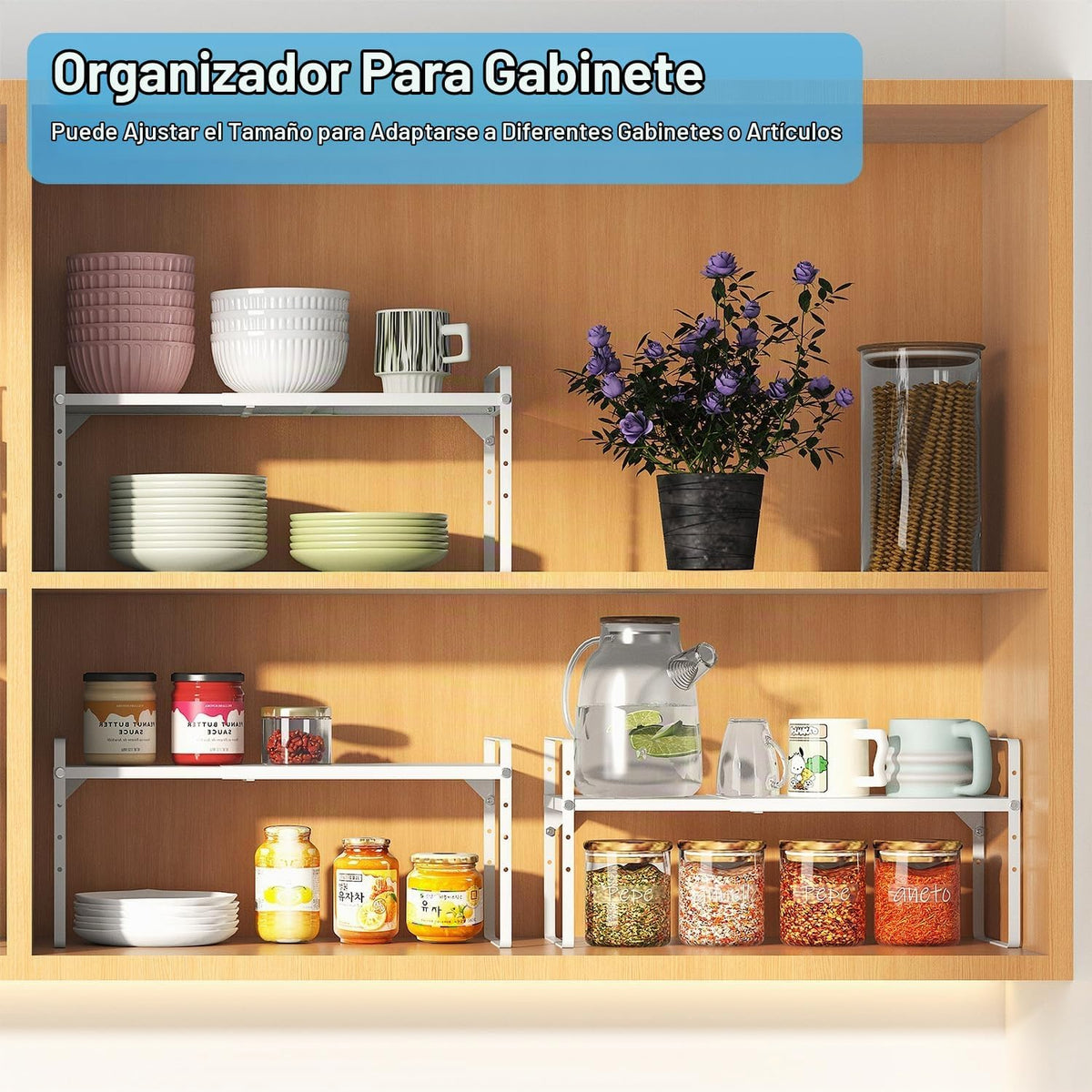 Organizadores de estantes de gabinete de cocina de 15.5 a 25.5 pulg...