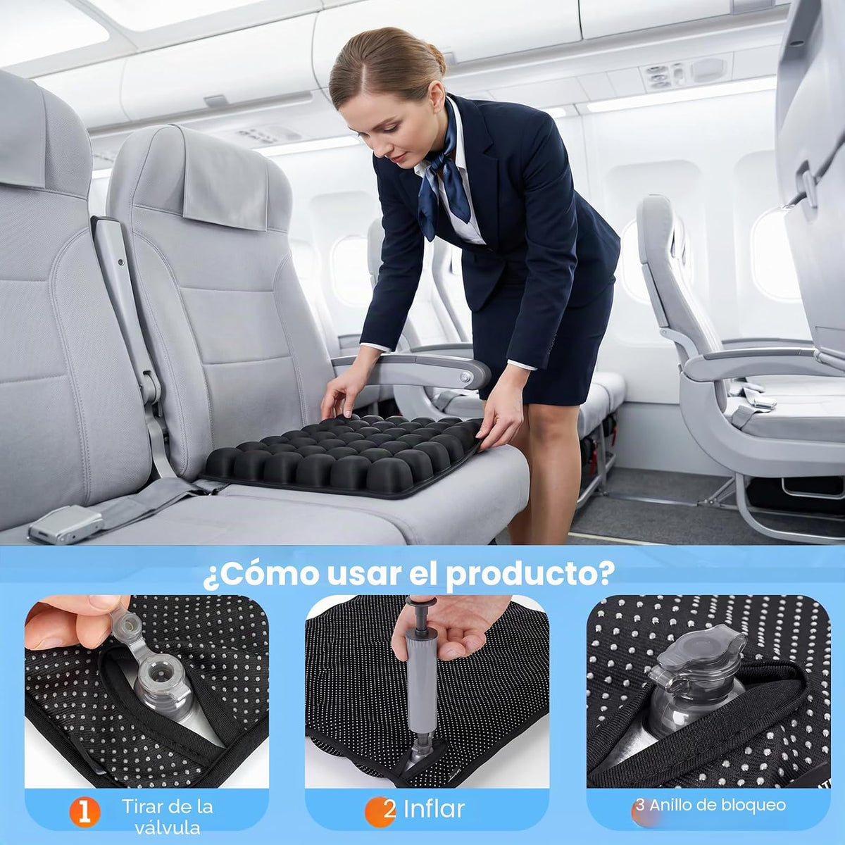 Cojín de Asiento de Viaje Sondour, Cojín de Avión para Vuelo Largo,...