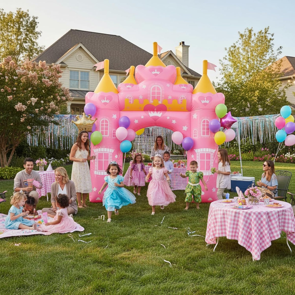 Crowye Arco inflable de princesa de 10 pies, decoración al aire lib...
