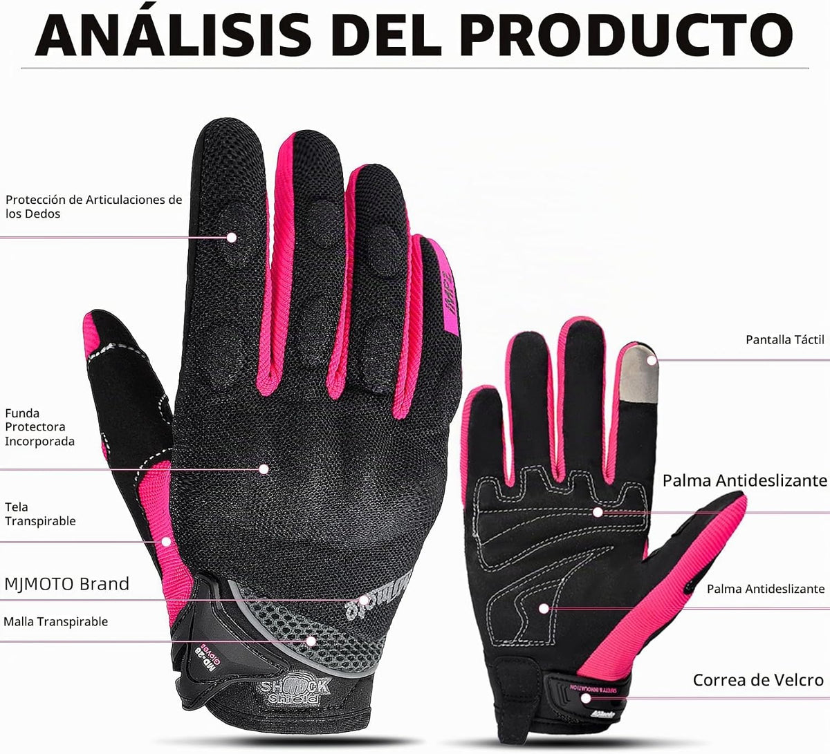 mjmoto Guantes de motocicleta de malla transpirable para hombres y...