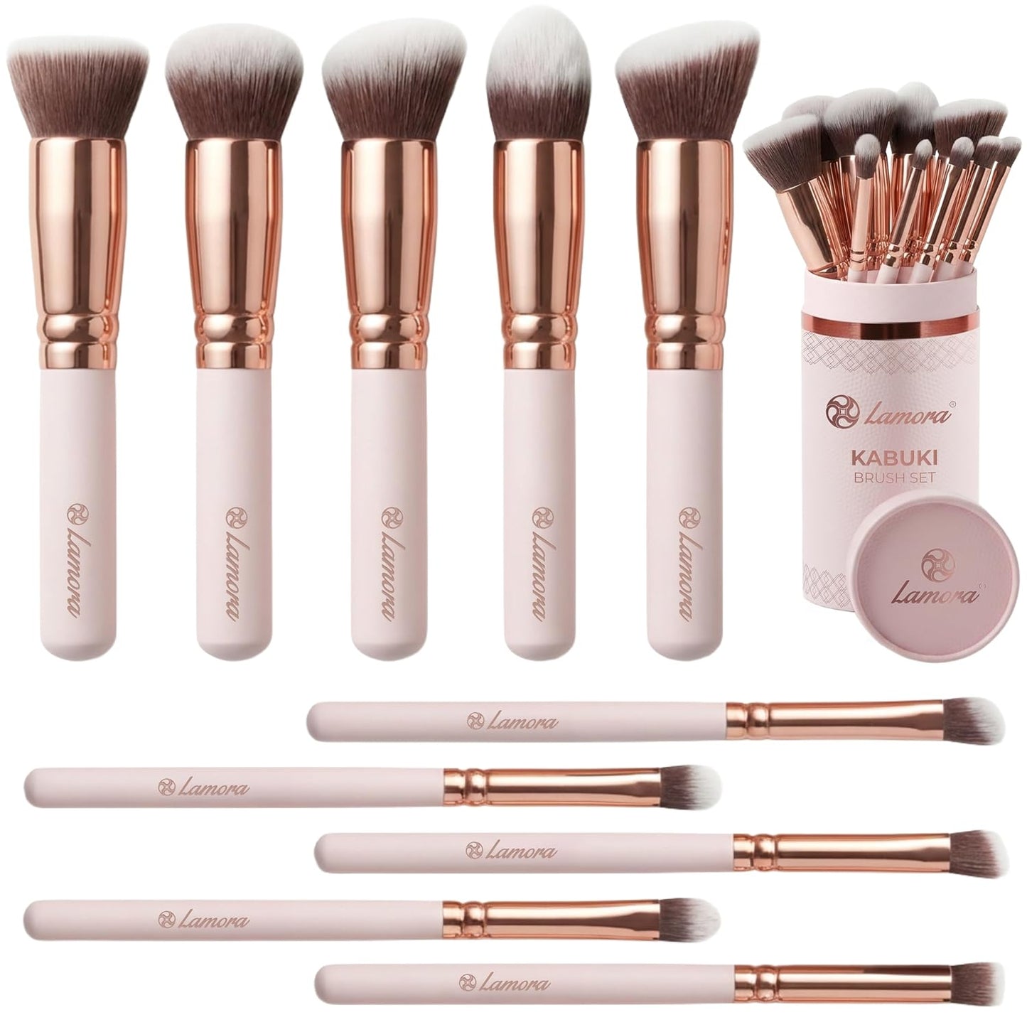 Kabuki - Juego de brochas de maquillaje, base en polvo, rubor, corr...