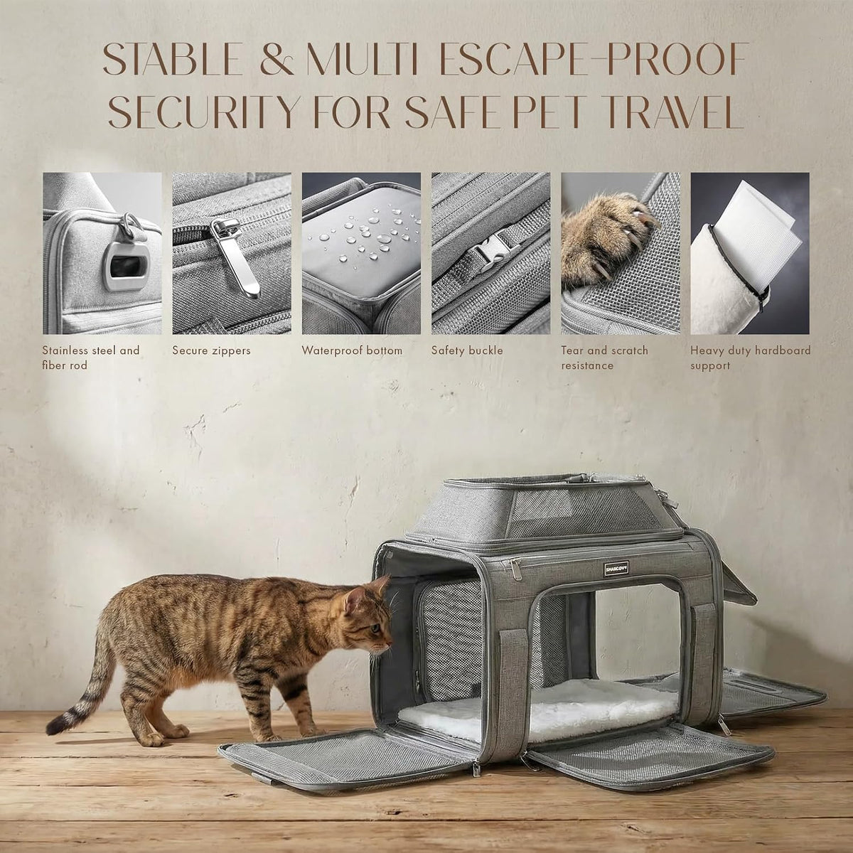 Transportador para perros con ruedas y ventana para mascotas, 18 x...