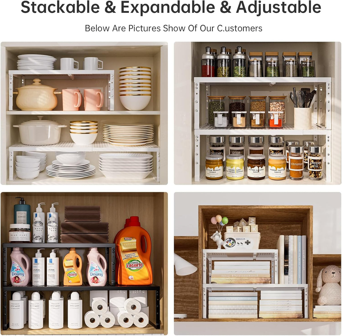 Ipotive Estante de gabinete, Organizador de cocina expandible ajust...