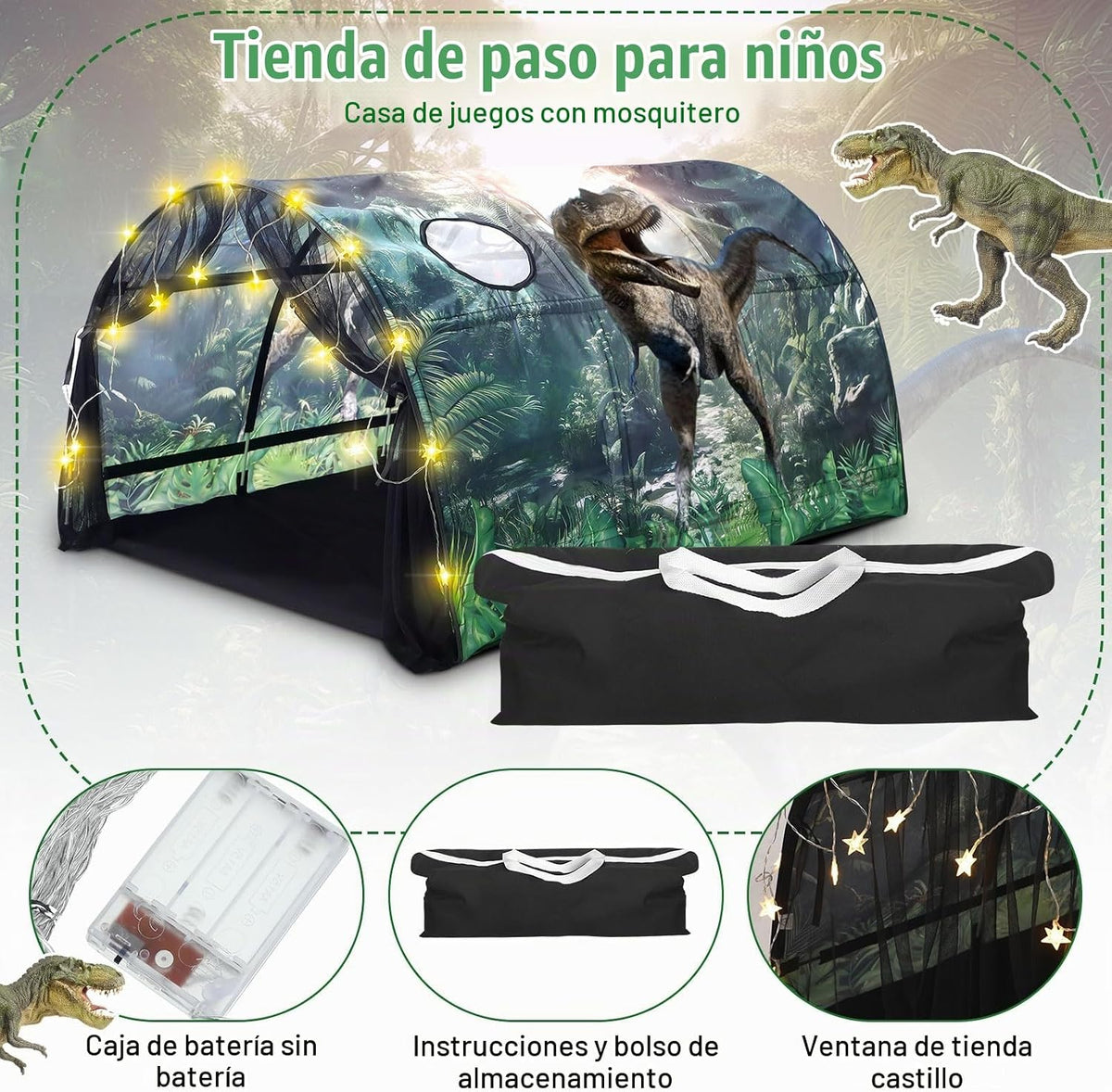Wowangce Tienda de campaña de dinosaurio para niños, tienda grande...