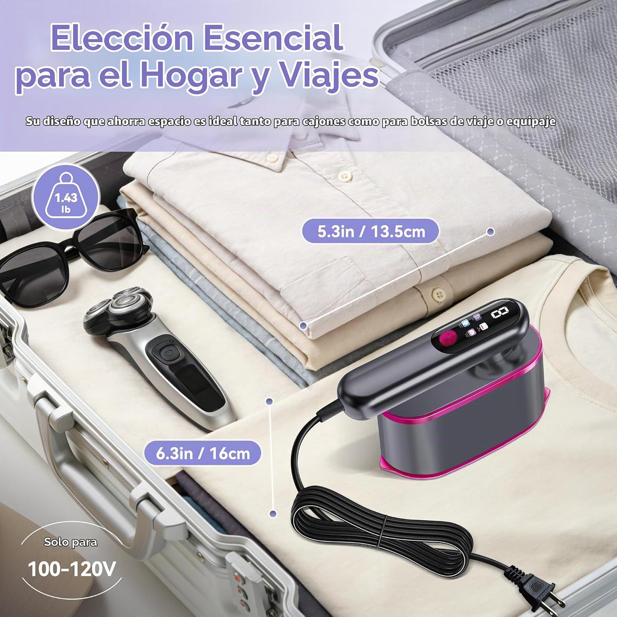WISHBAY Vaporizador portátil de viaje de mano para ropa, vaporizado...