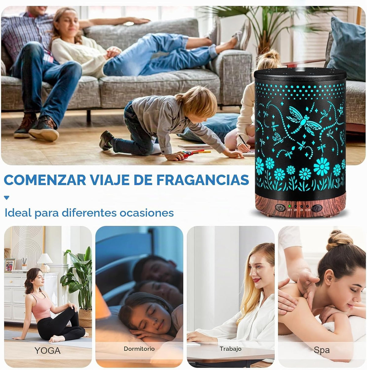 JOYOLO Difusor de aceite esencial de metal de 4.2 onzas líquidas de...