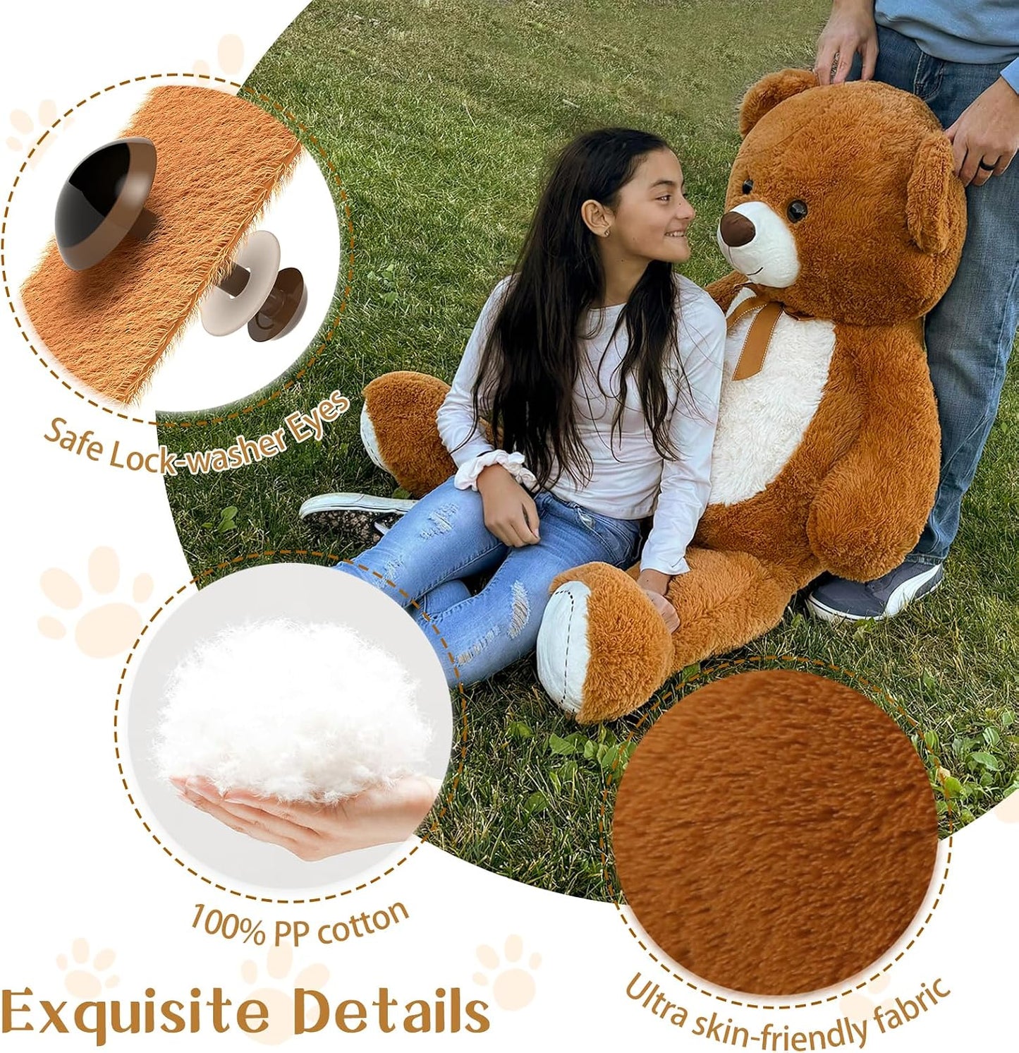 MorisMos Oso de peluche gigante de 4 pies, oso de peluche grande de...
