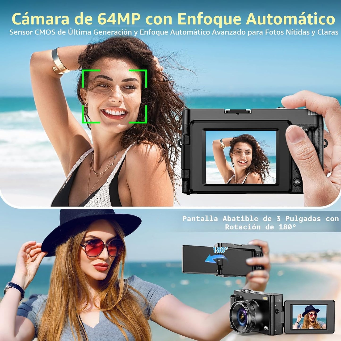 Cámara digital 4K para enfoque automático de fotografía, cámara de...