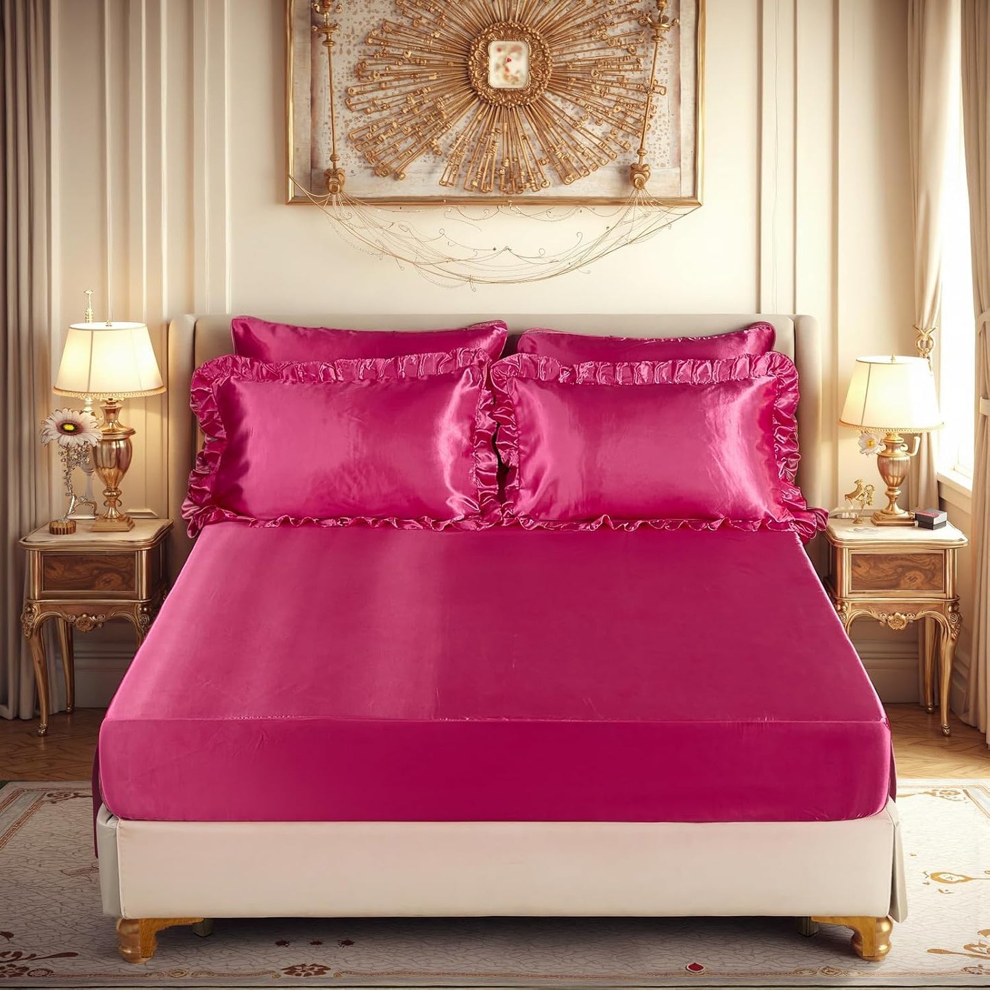 Bedding_Dreamer Juego de cama tamaño queen de satén en una bolsa, j...