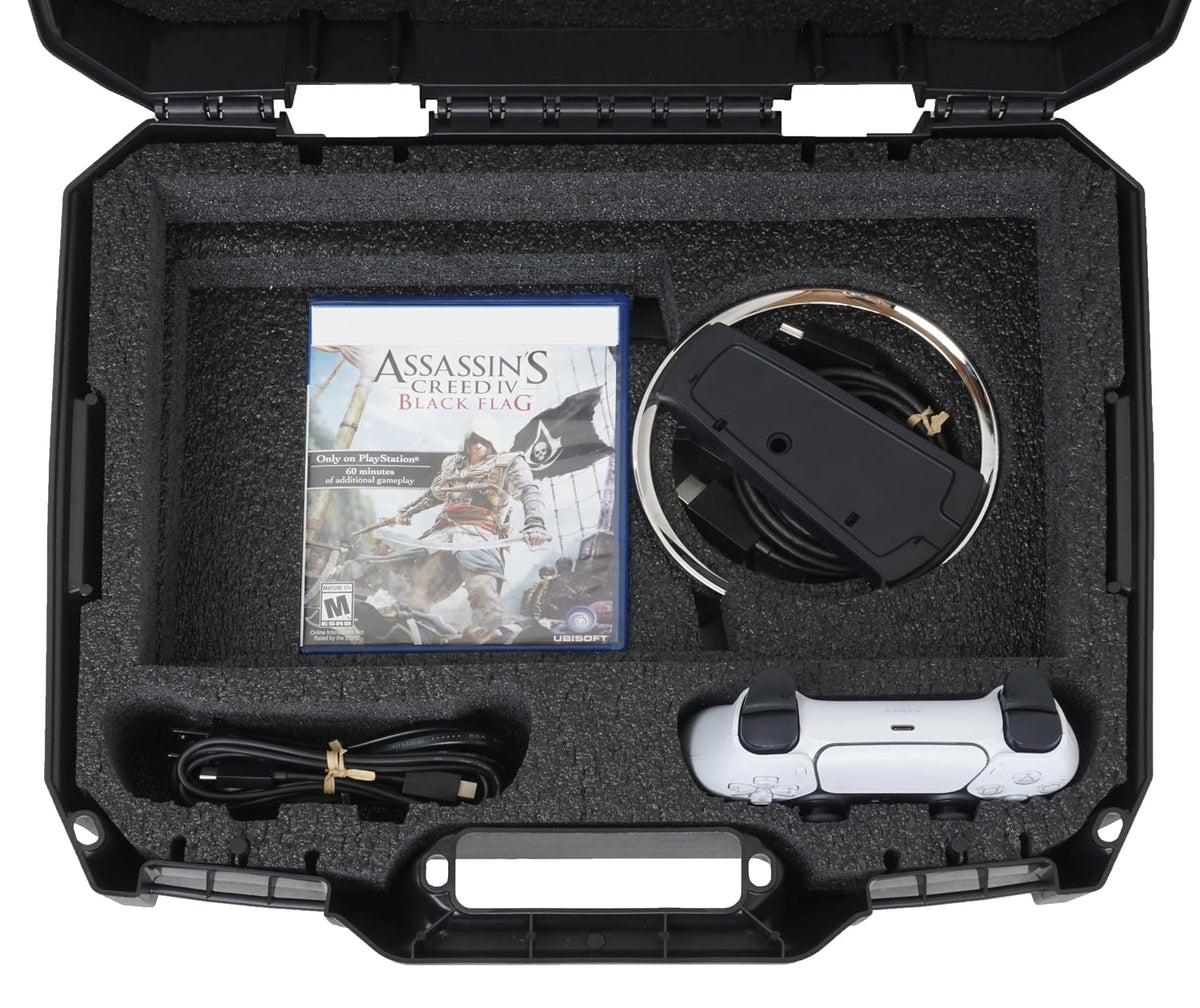 Case Club Funda compacta para PS5 Slim, 1 juego, soporte y 1-2 cont...