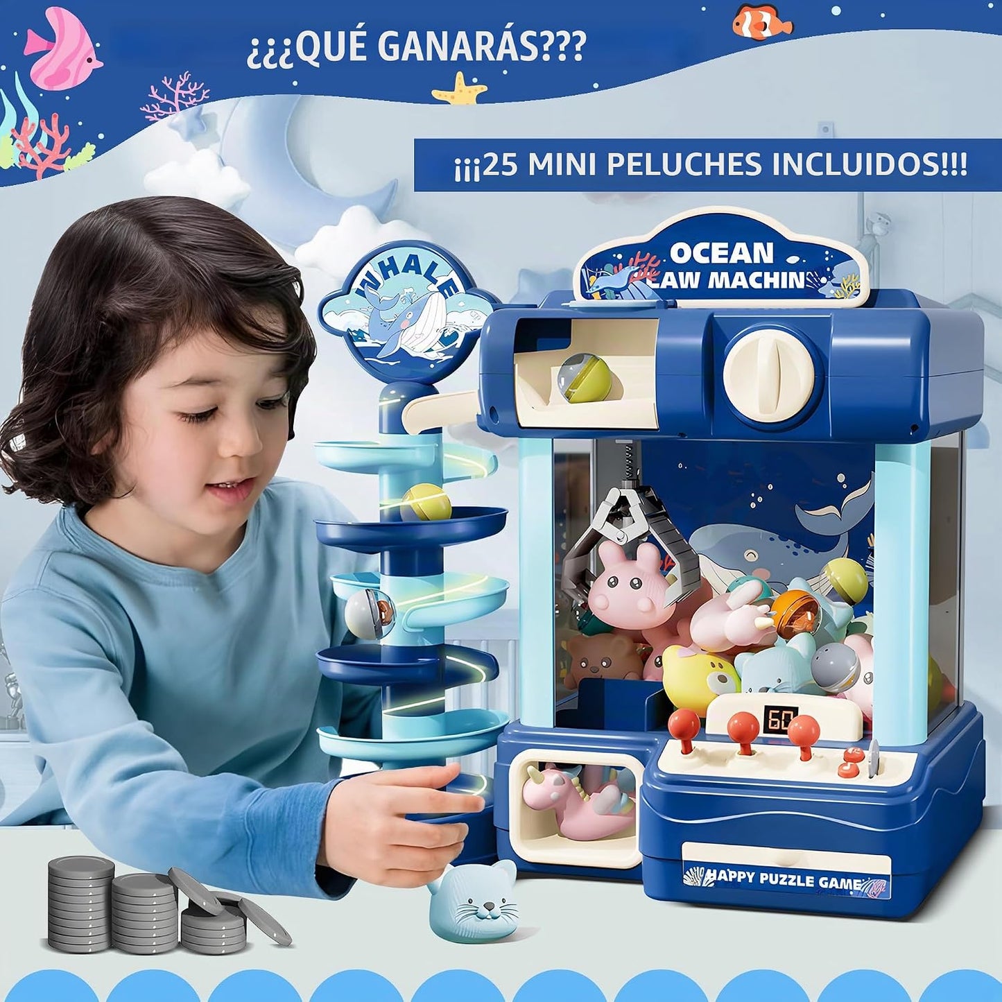 ROHSCE Máquina de Garras para Niños, Juguete de Juego de Arcade par...