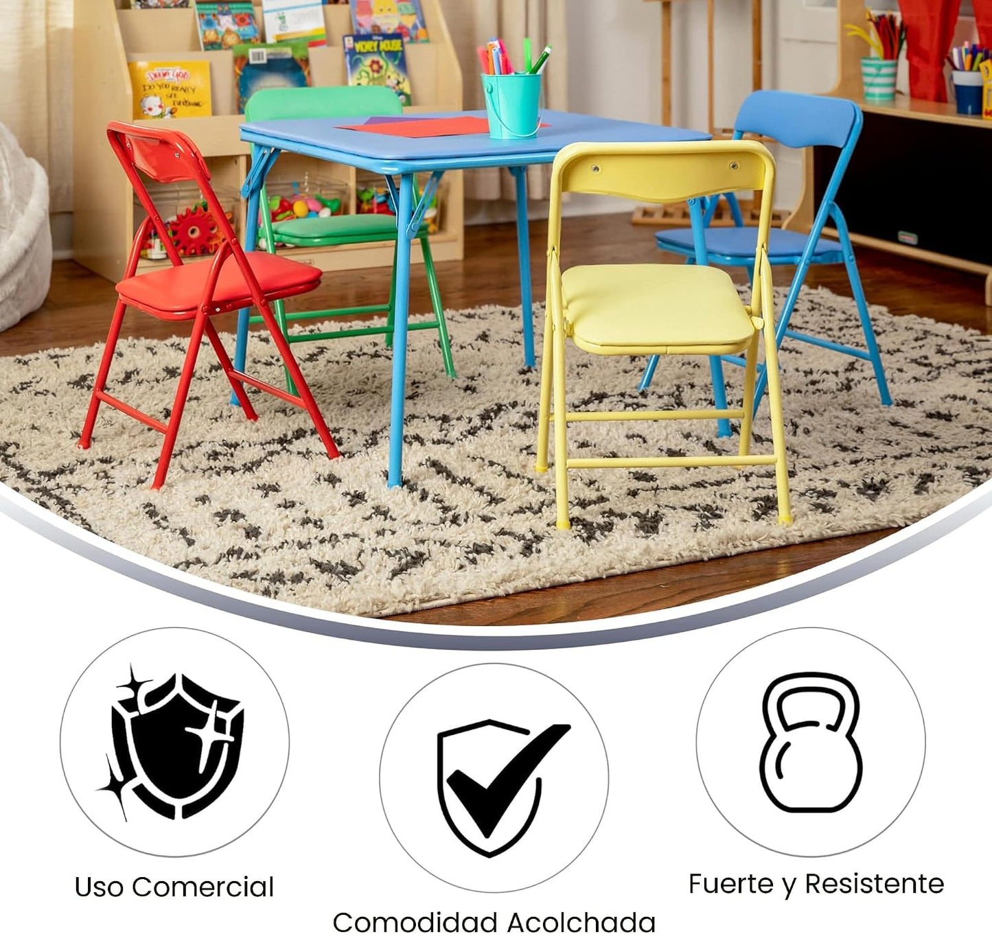 Flash Furniture - Juego de mesa y sillas plegables de 5 piezas Mind...