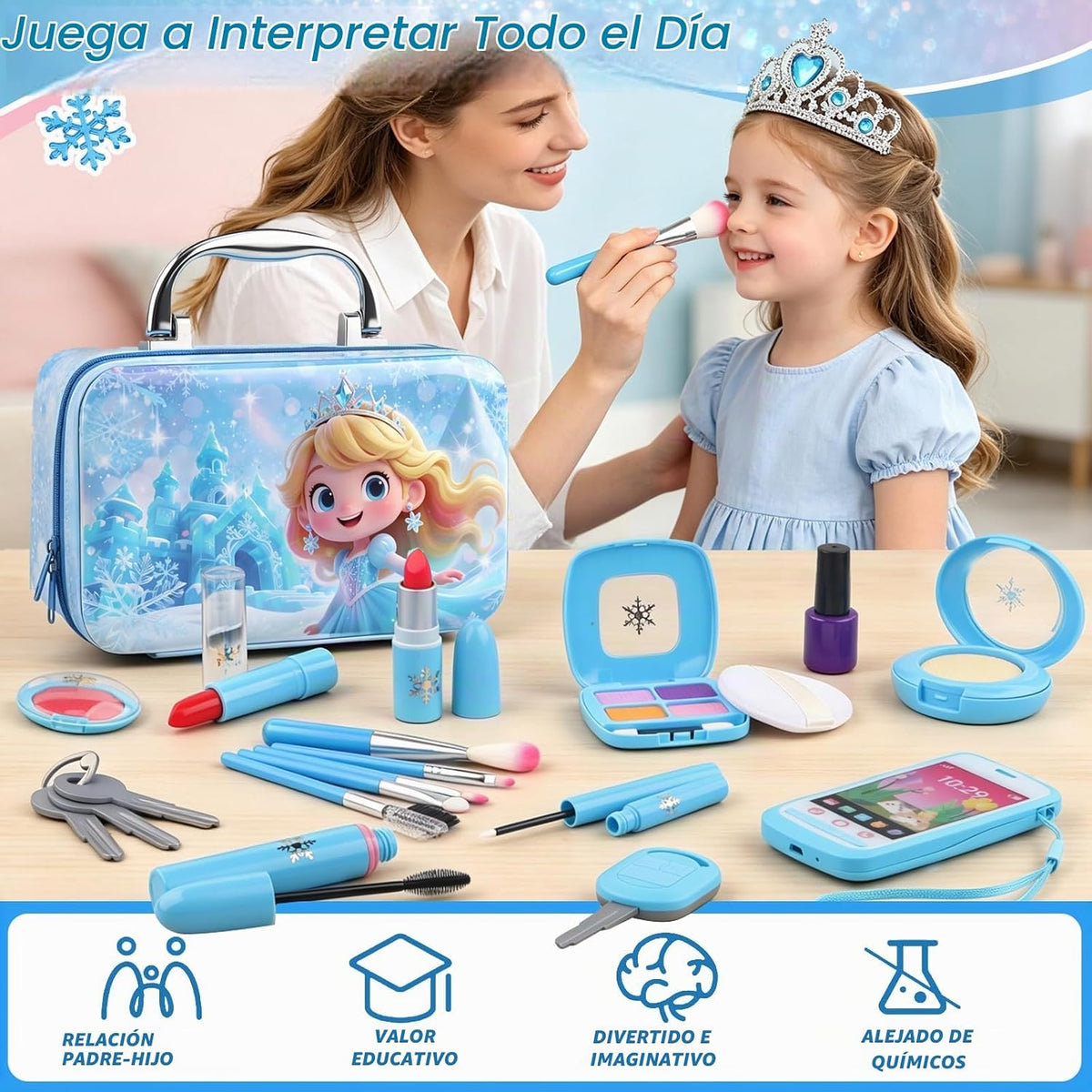 Juguetes falsos para niñas de maquillaje, kit de maquillaje de prin...