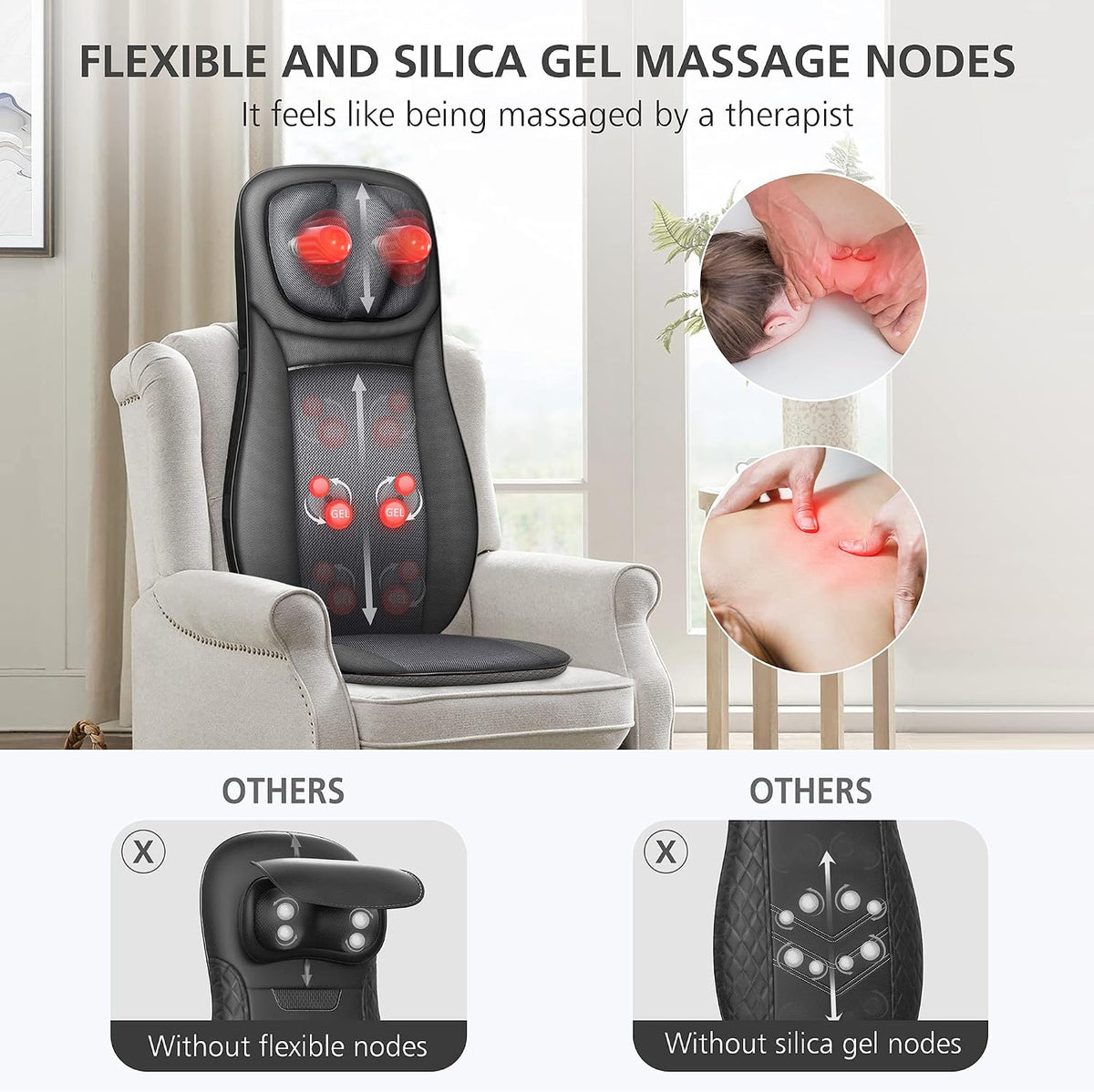 Snailax Shiatsu Masajeador de cuello y espalda con almohadilla térm...