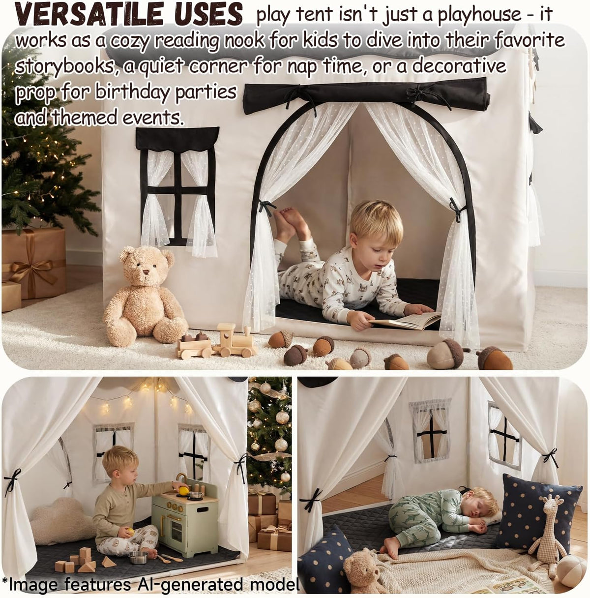 Tienda de campaña para niños con doble puerta para niños y niñas |...