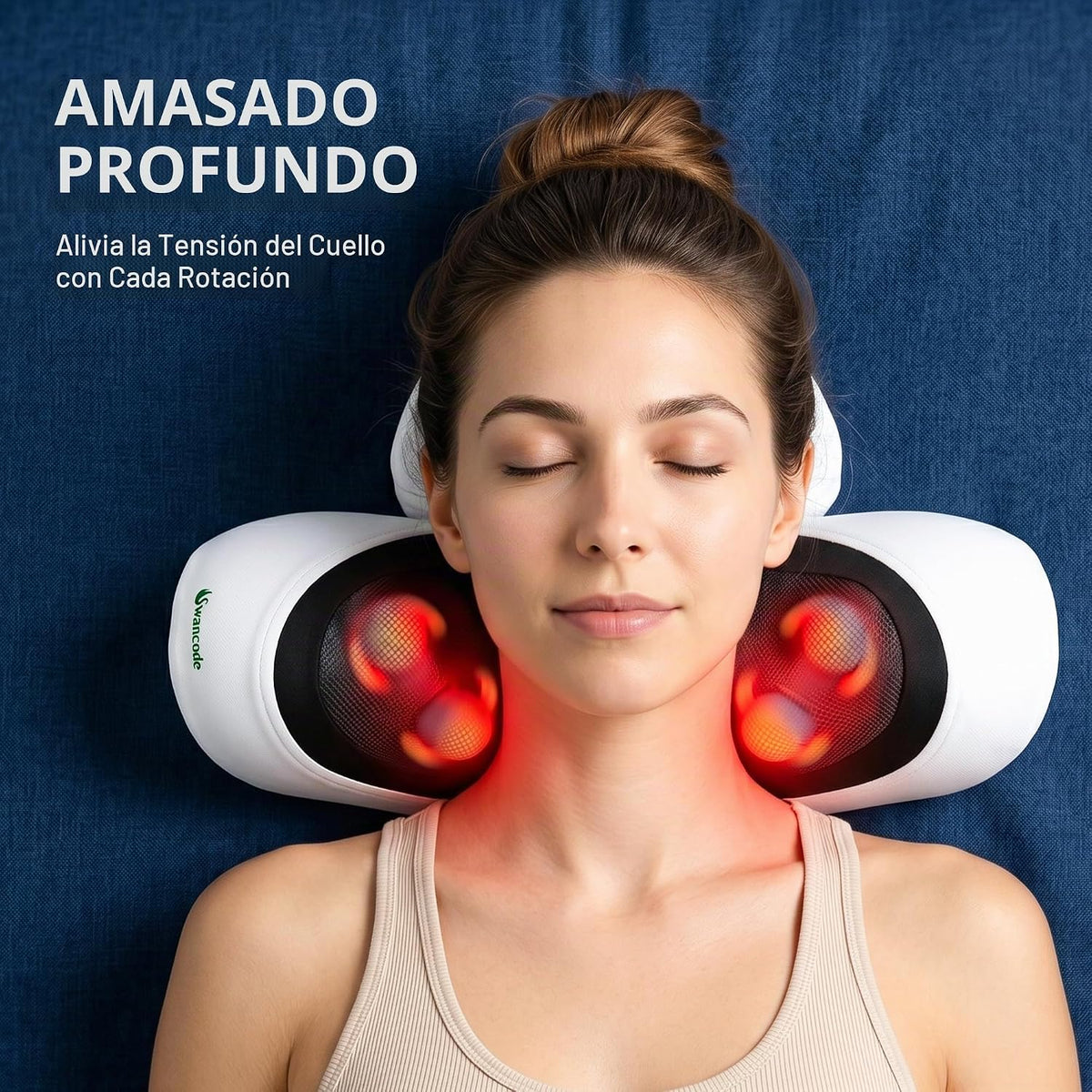 swancode Almohada masajeadora de cuello 3 en 1 mejorada con calor,...