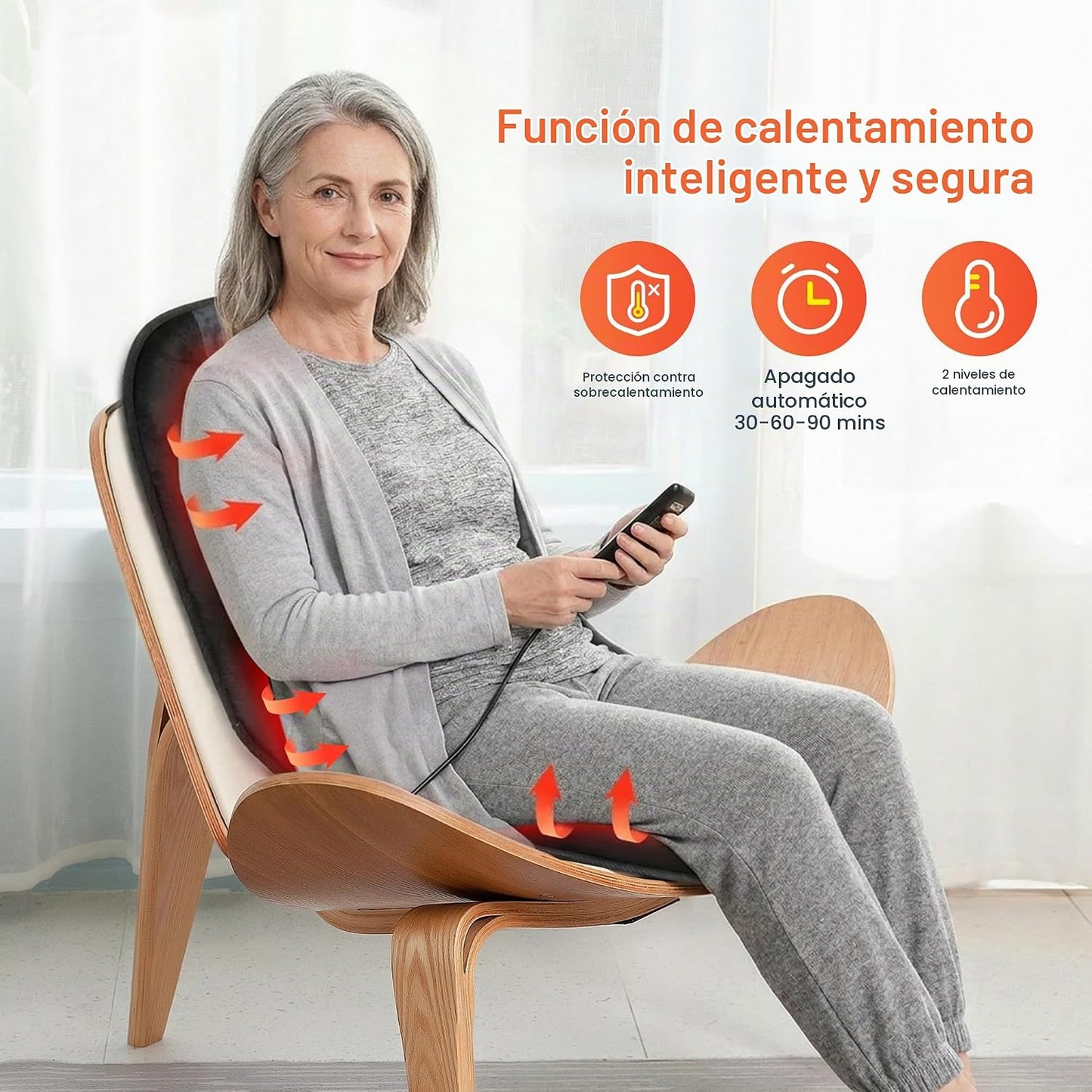 CILI Almohadilla para silla de masaje, masajeador de espalda con ca...