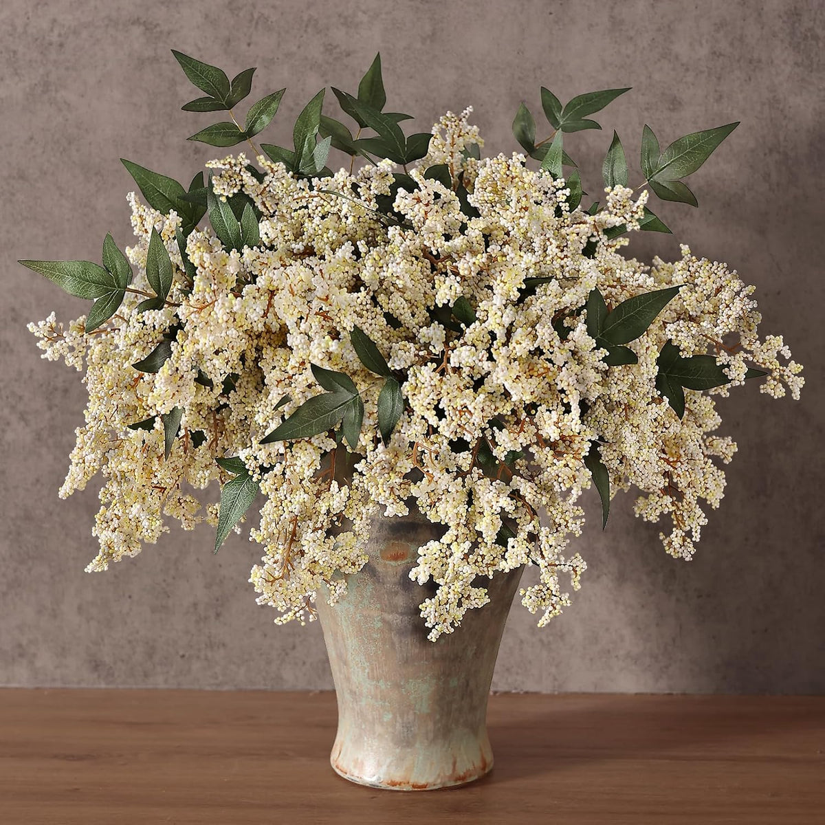 Juxdp 6 piezas de tallo de bayas artificiales Nandina para jarrón,...